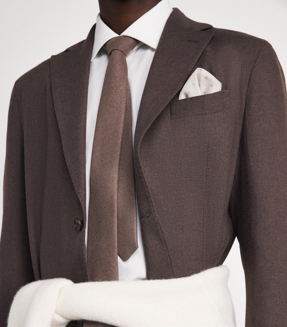 Eleventy Cotton-Wool Pocket Square Avorio Image 2
