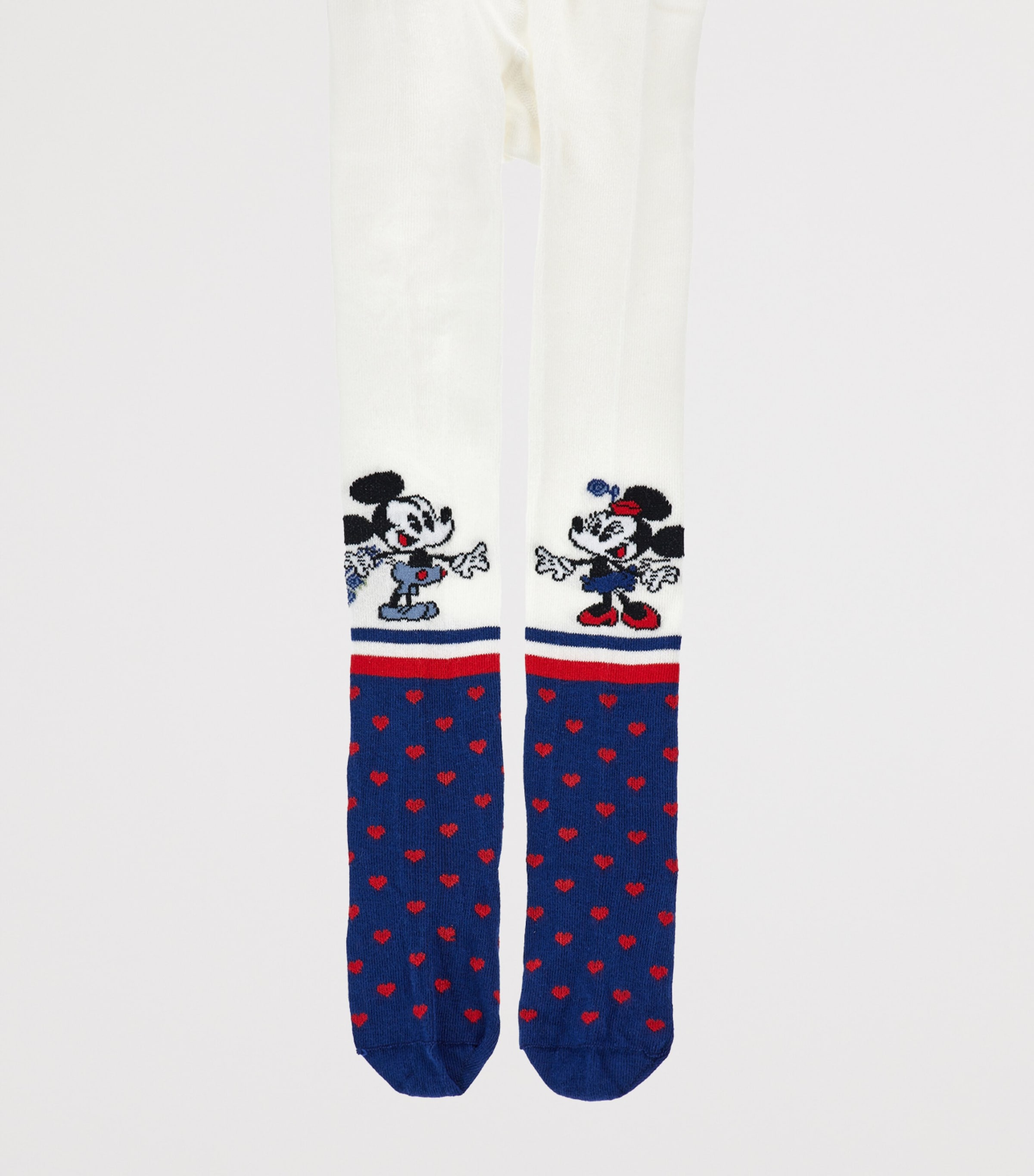 Monnalisa X Disney Mickey Mouse Heart-patterned Tights In Blue