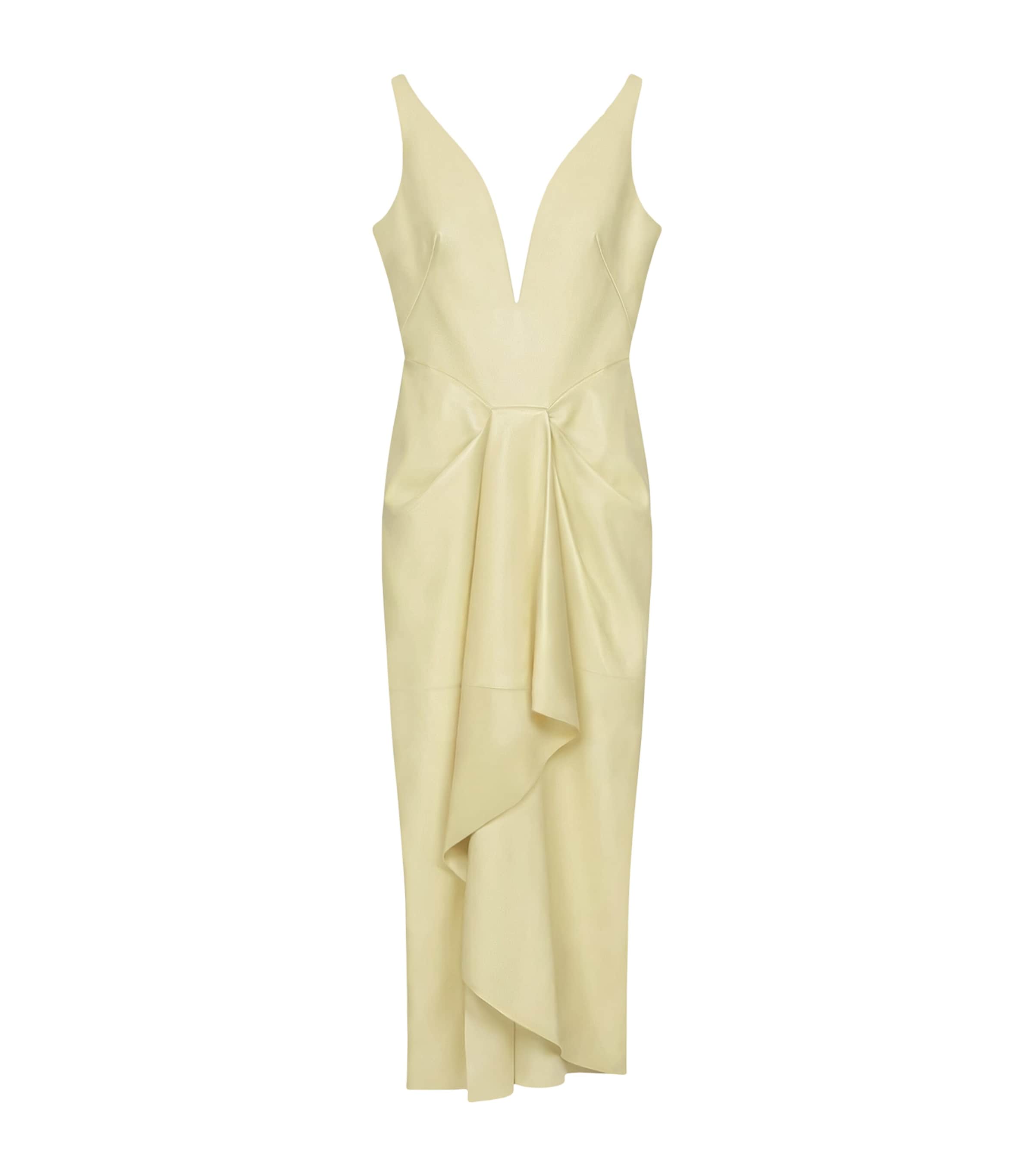 Givenchy Womens Lambskin Gathered Maxi Dress Pale Yellow Image 1