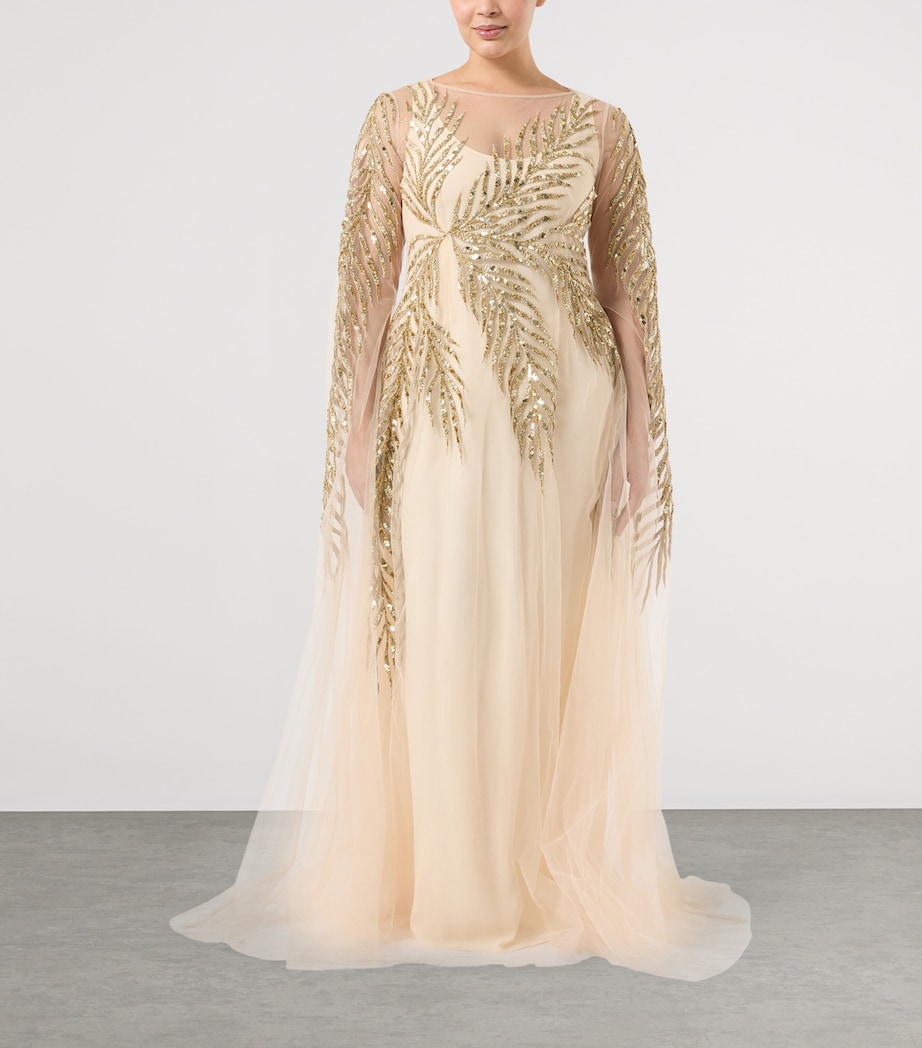 Marina Rinaldi Womens x Tony Ward Embellished Maxi Dress and Cape White Image 3