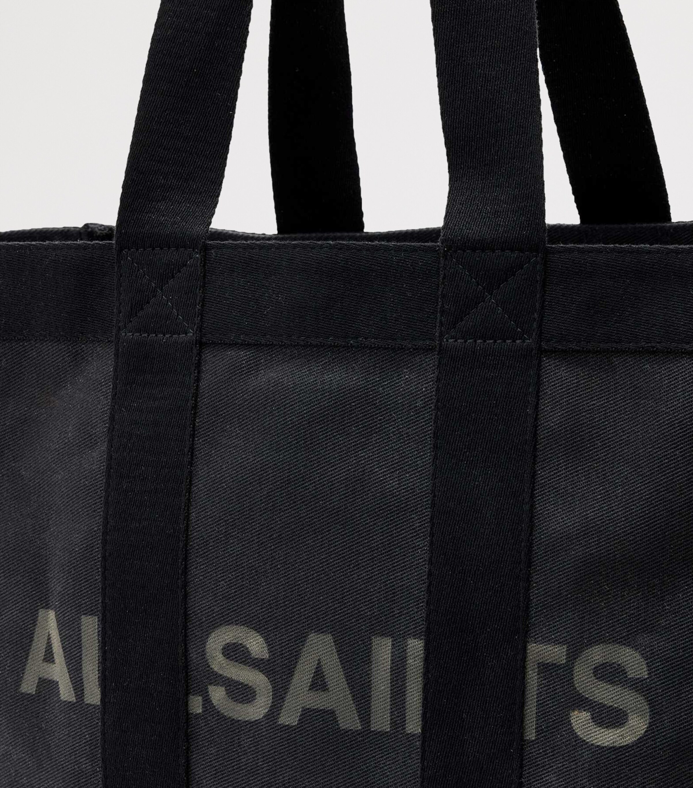 AllSaints Organic Cotton Canvas Layo Tote Bag Washed Black Image 6