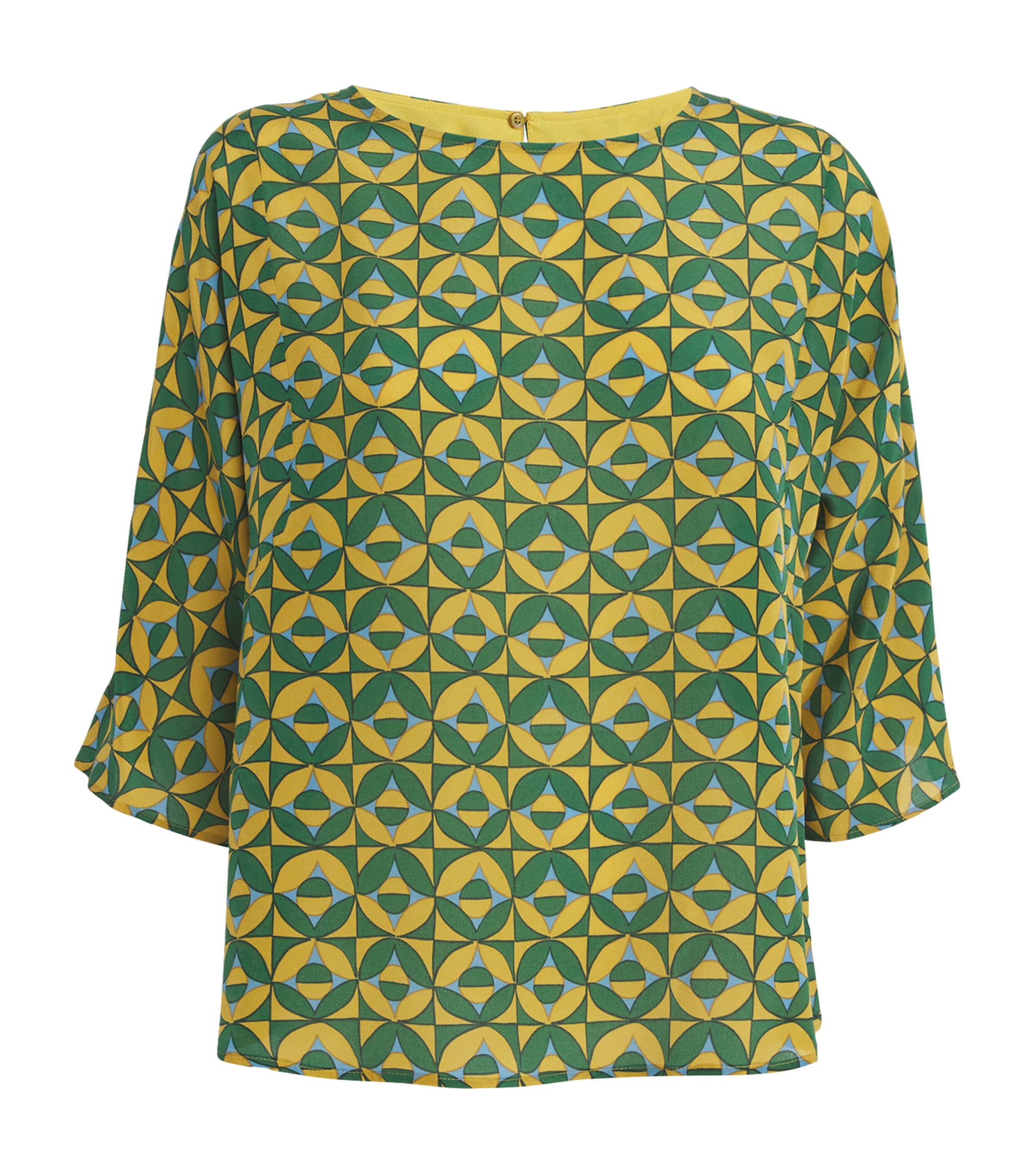 Shop Weekend Max Mara Silk Printed Blouse In Green