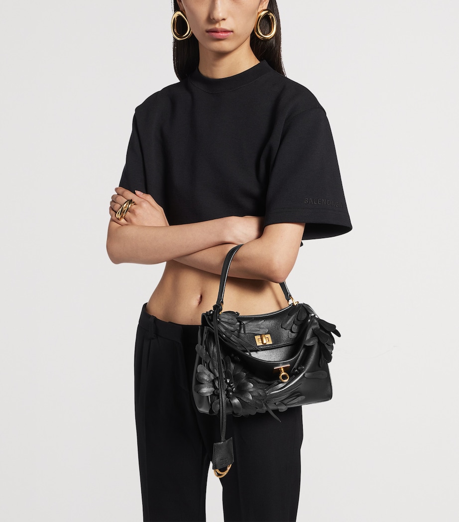 Balenciaga Mini Leather Floral Rodeo Top-Handle Bag Image 6