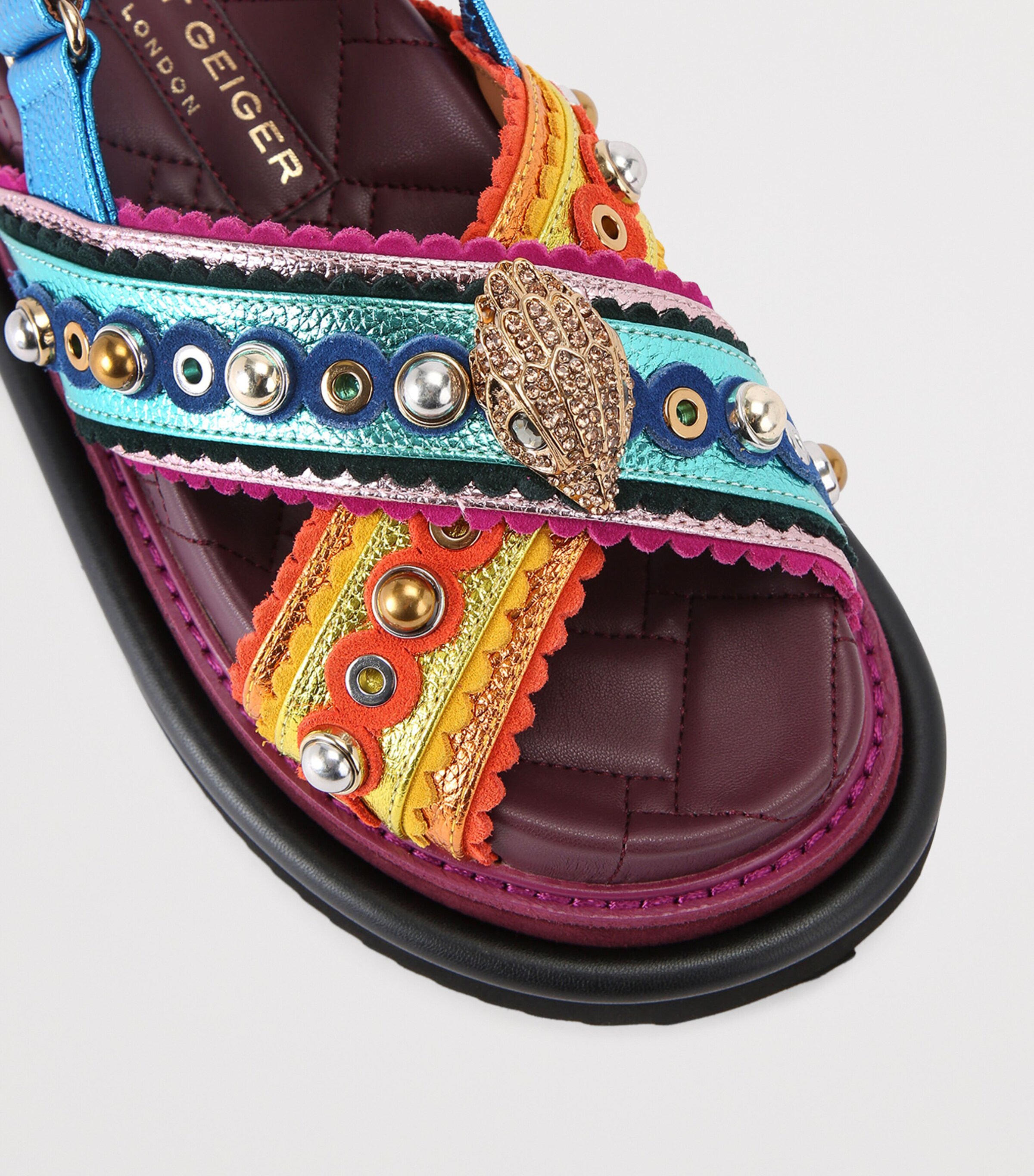Kurt Geiger London Leather Orson Cross Scallop Sandals Mult/other Image 3