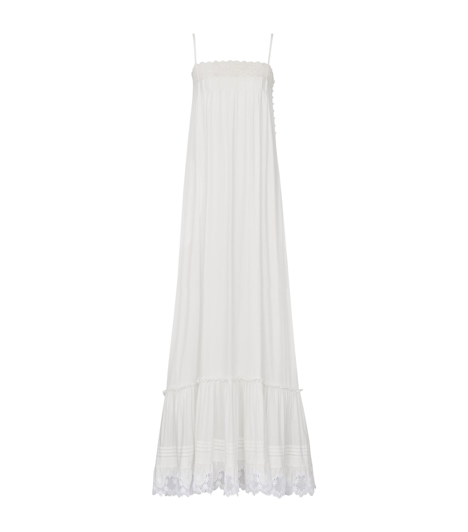 Saint Laurent Womens Cotton Lace Trim Maxi Dress Image 1