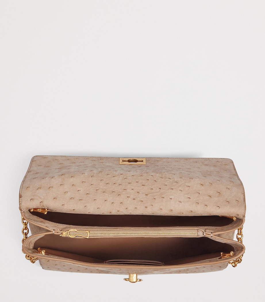 Ostrich Leather Soft Secret Top-Handle Bag 803 TAUPE Image 3