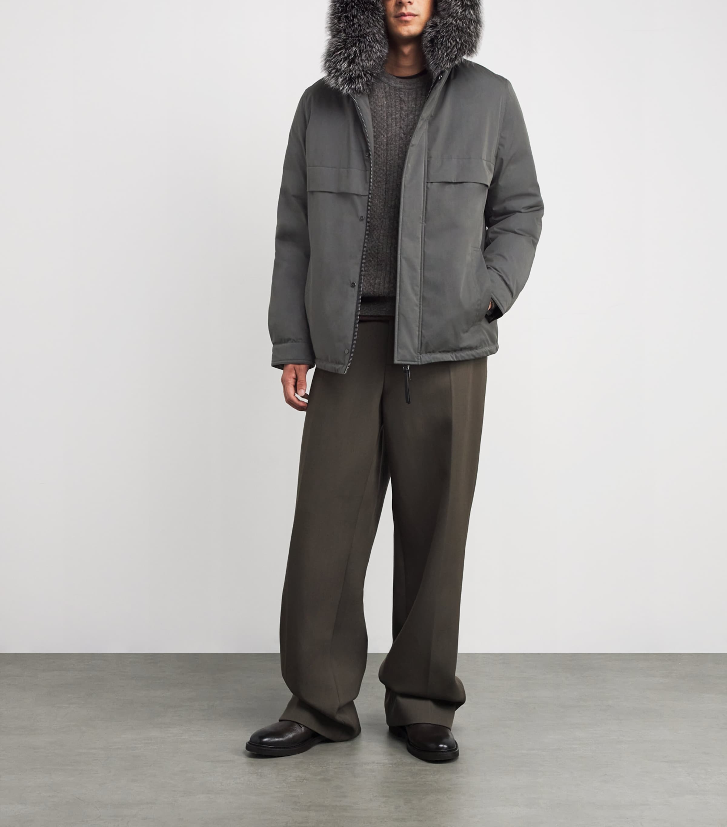 Down Waterproof Fox Fur-Trim Parka Coat B3136 EBONY Image 2