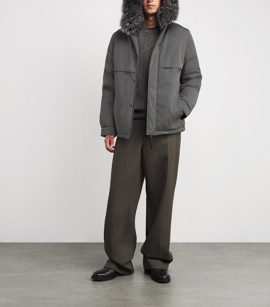 Down Waterproof Fox Fur-Trim Parka Coat B3136 EBONY Image 2