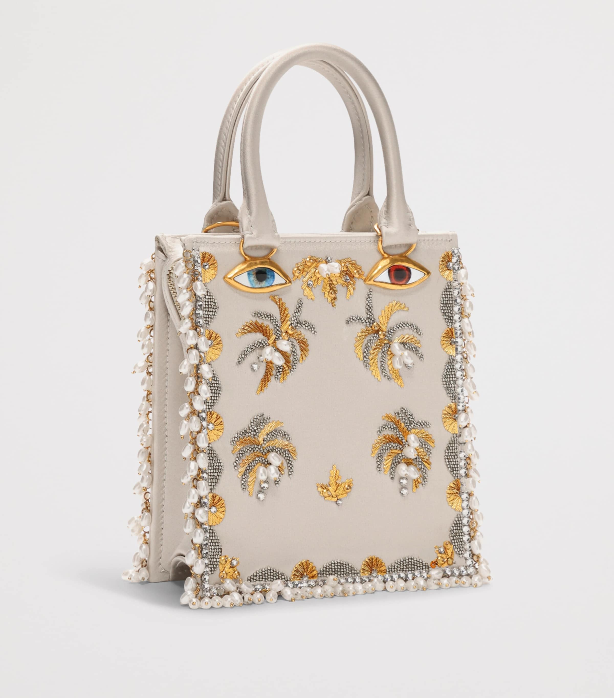 Mini Satin Face Top-Handle Bag 106 IVORY Image 2