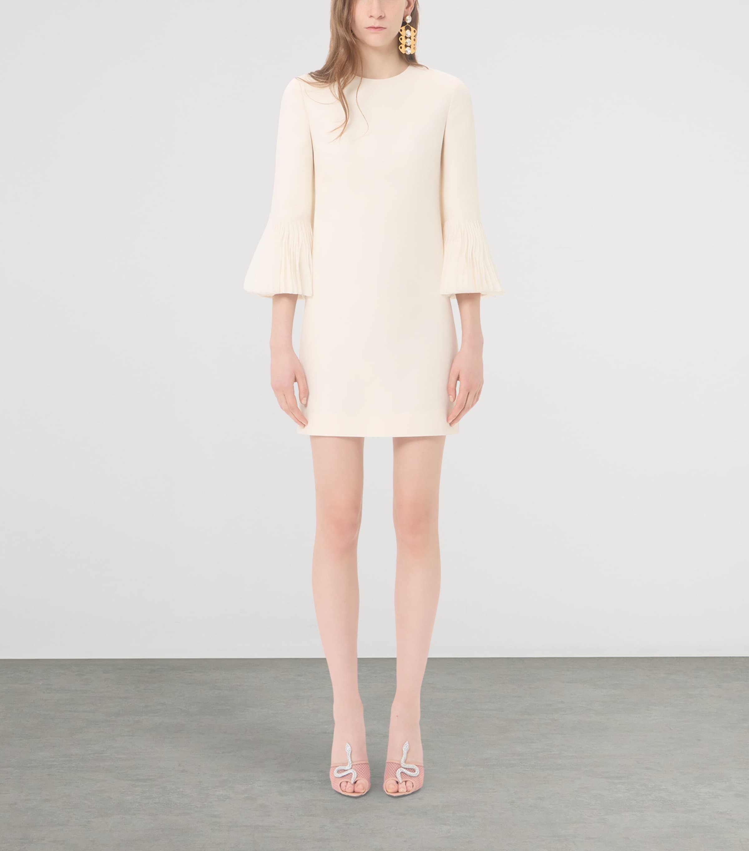 Valentino Womens Silk-Wool Ruffle Mini Dress Image 2