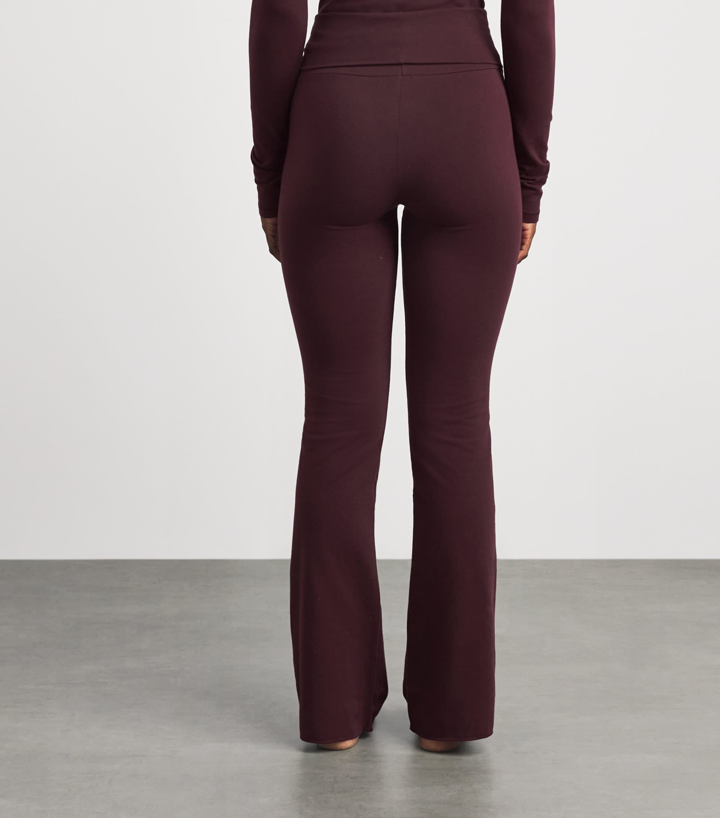 Skims Womens Cotton Jersey Foldover Trousers Currant Image 5
