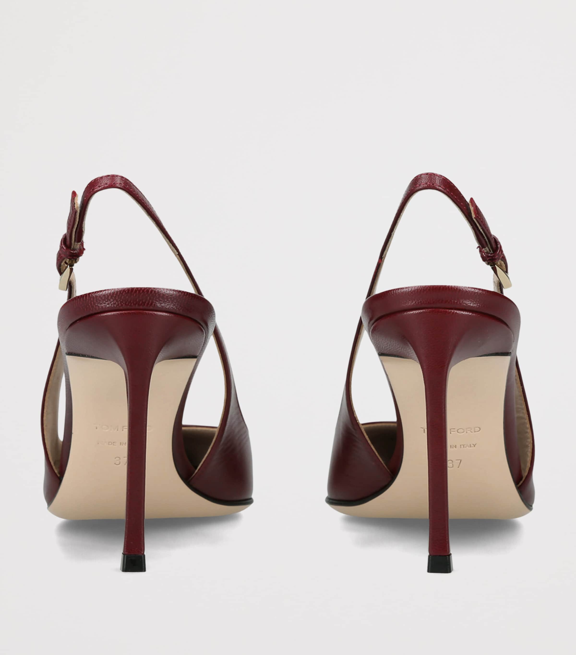 TOM FORD Leather T Slingback Pumps 85 Red/dark Image 4
