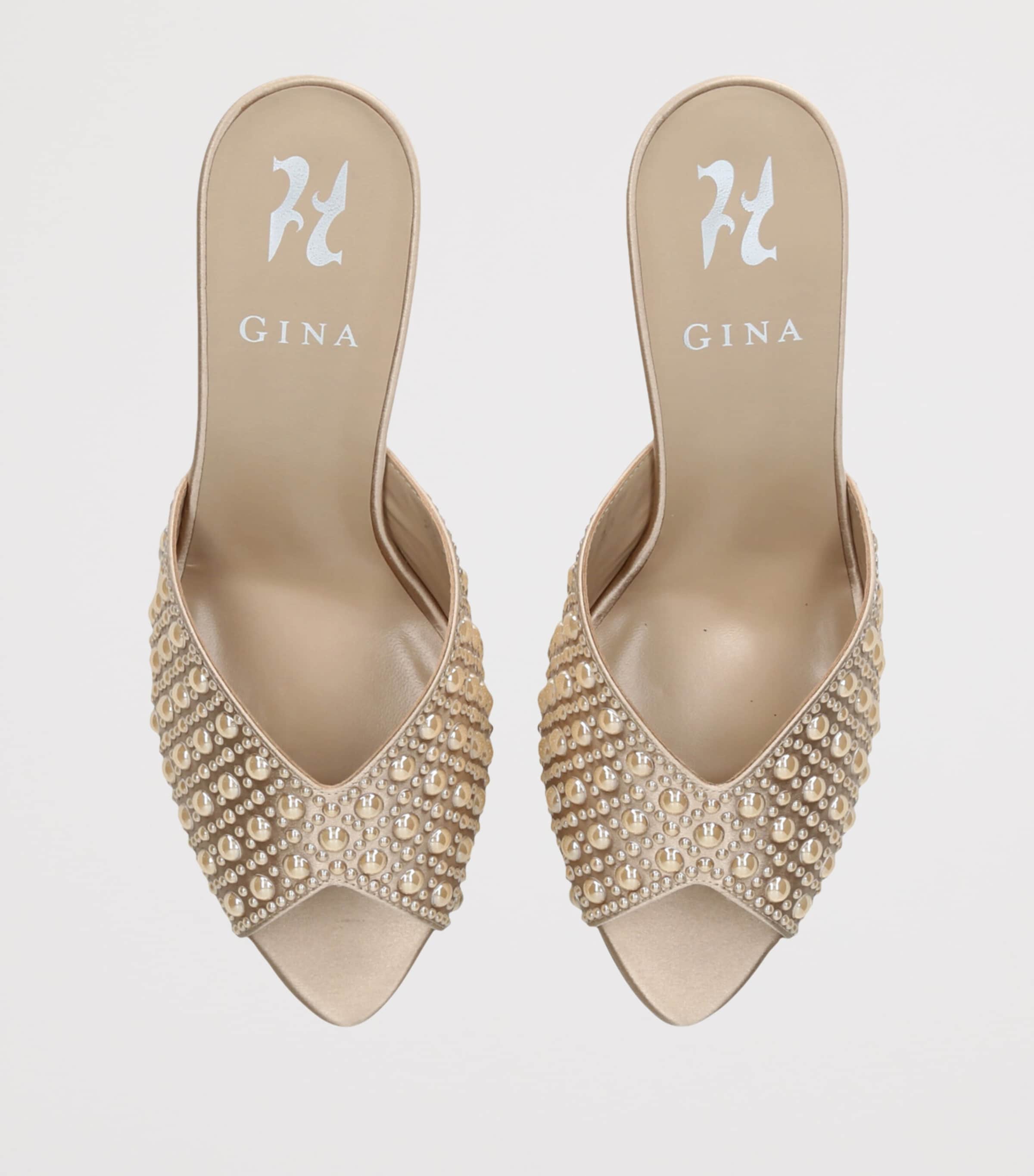 Gina Satin Embellished Alyssa Heeled Mules 85 Camel/comb Image 4