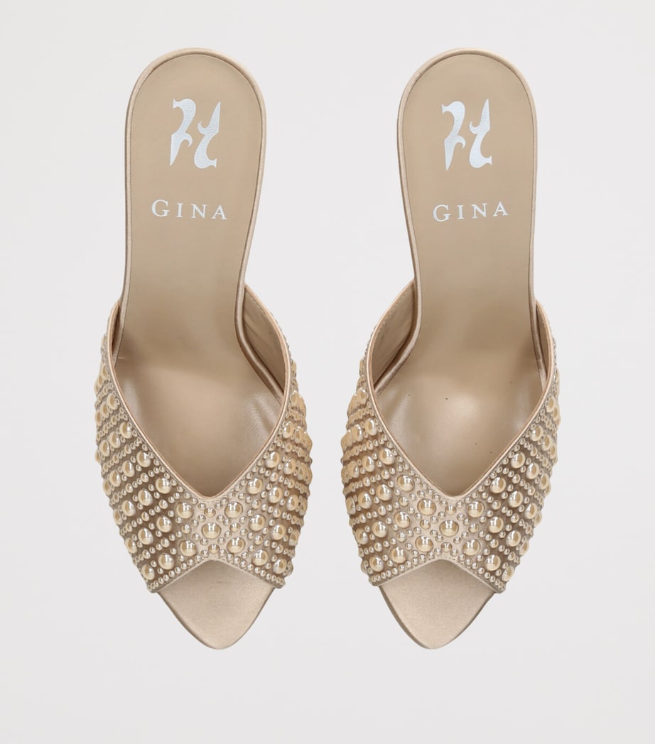 Gina Satin Embellished Alyssa Heeled Mules 85 Camel/comb Image 4