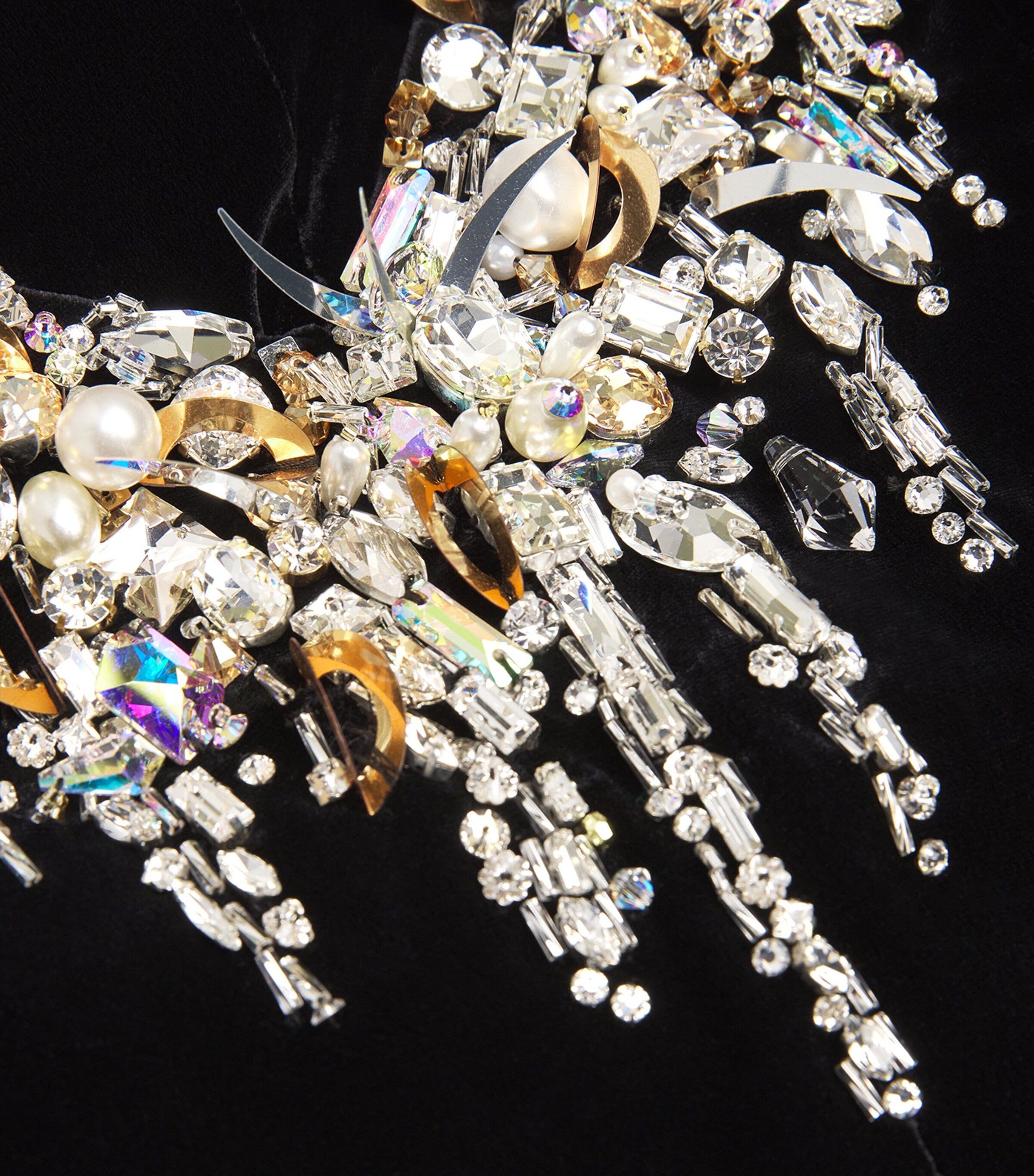 Velvet Crystal-Embellished Gown BLACK Image 2