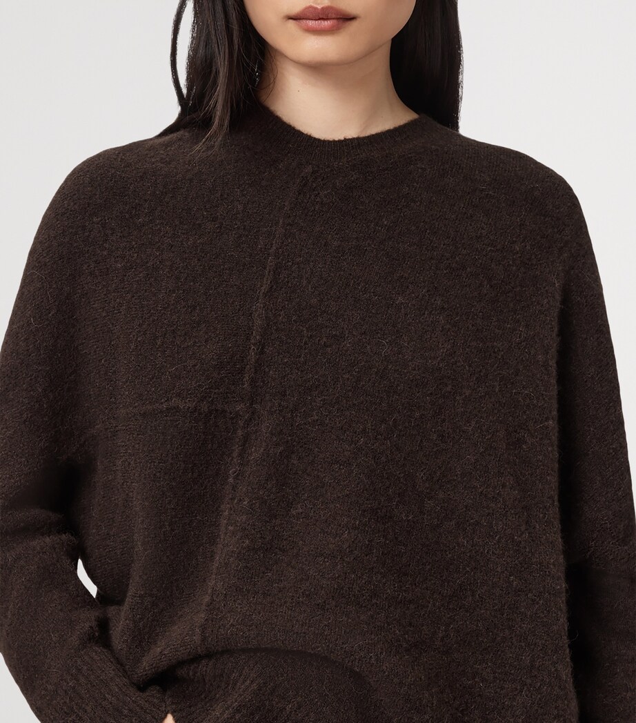 AllSaints Womens Wool-Blend Lock Sweater Oxblood Red Image 7