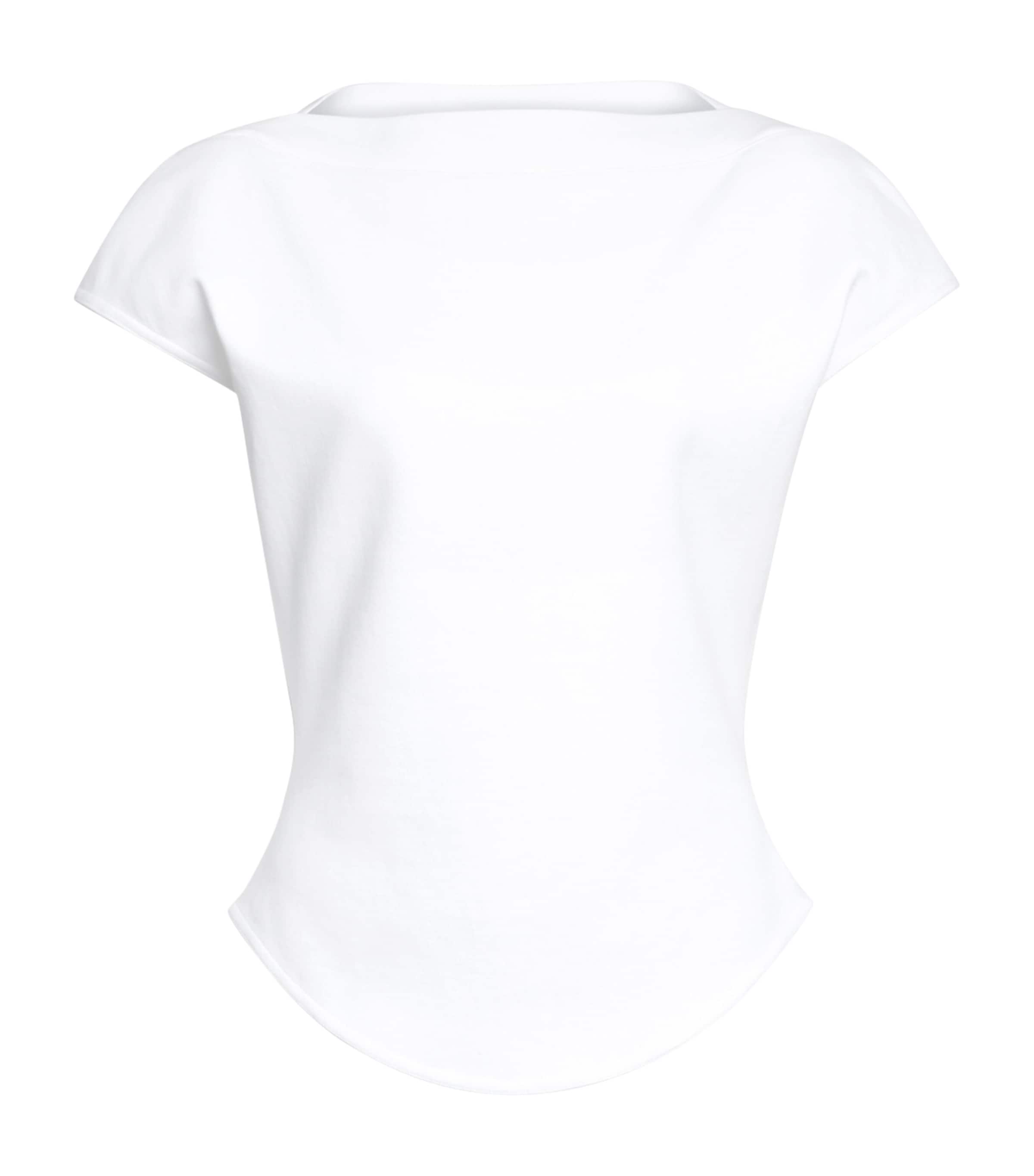 Alaïa Womens Boat-Neck T-Shirt Blanc Image 1