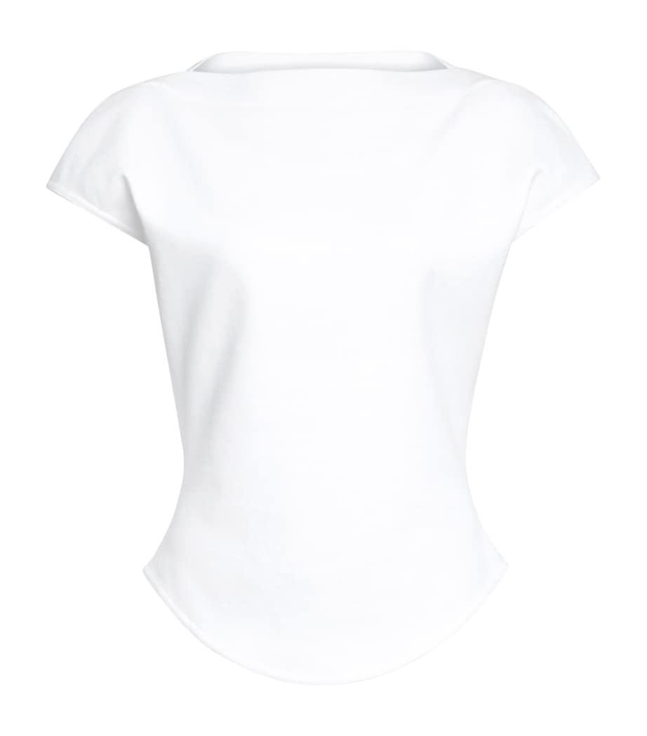 Alaïa Womens Boat-Neck T-Shirt Blanc Image 1