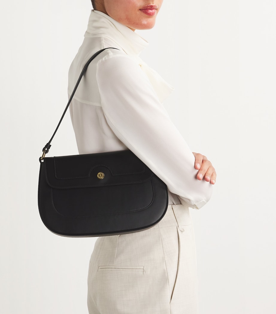 Harrods Leather Shoulder Bag Black Image 5