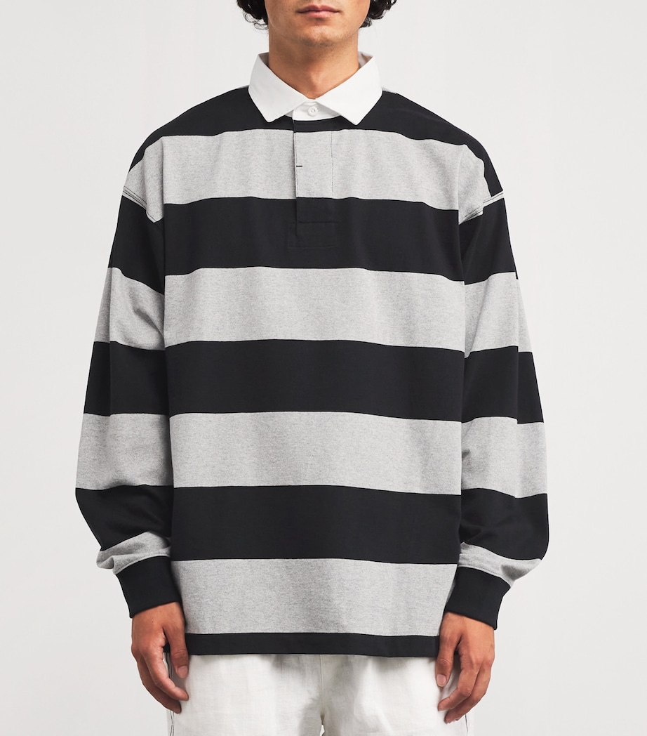Cotton Stripe Big Fit Rugby Shirt GREY Image 3