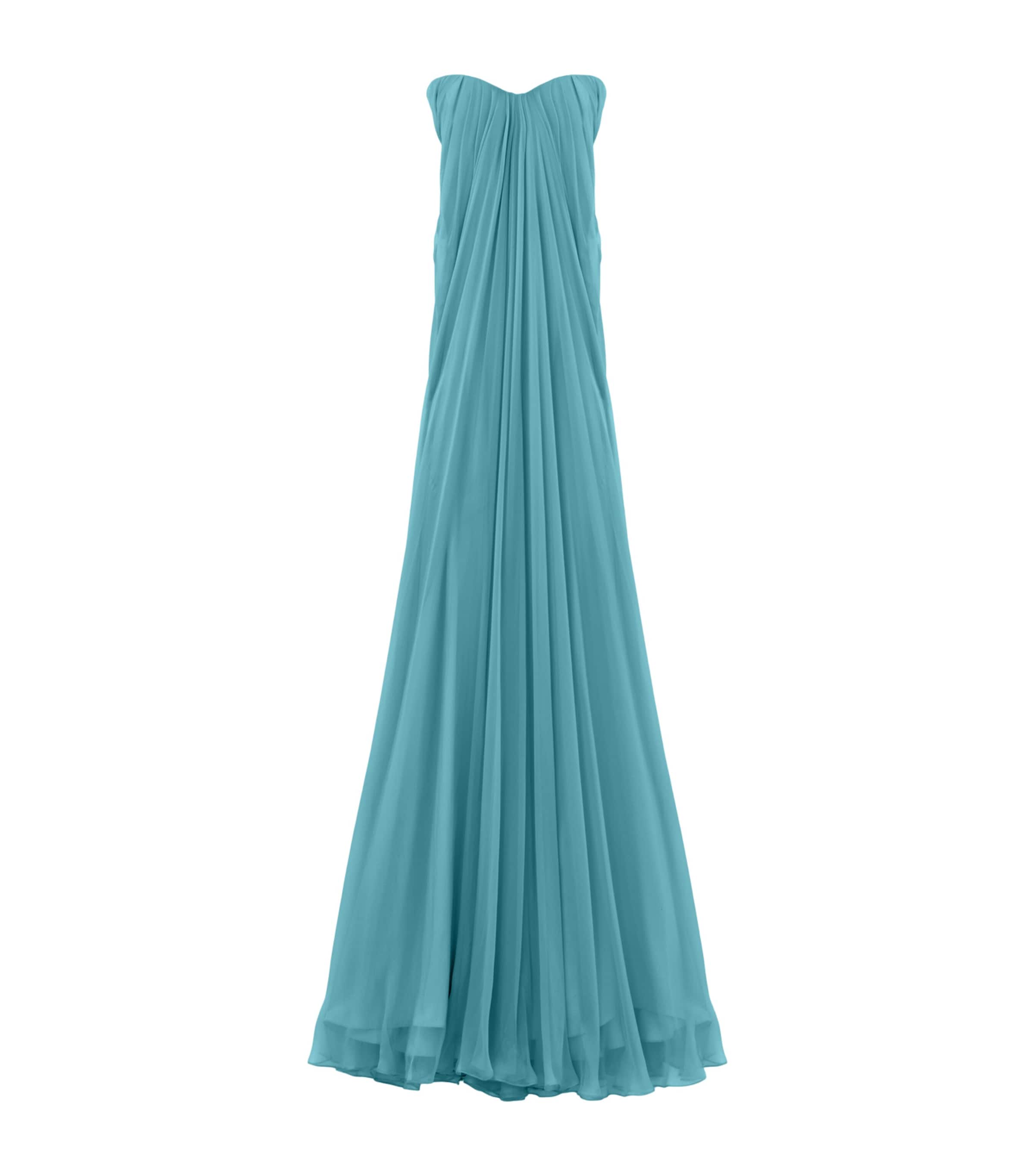 McQueen Womens Silk Pleated Strapless Gown Image 1
