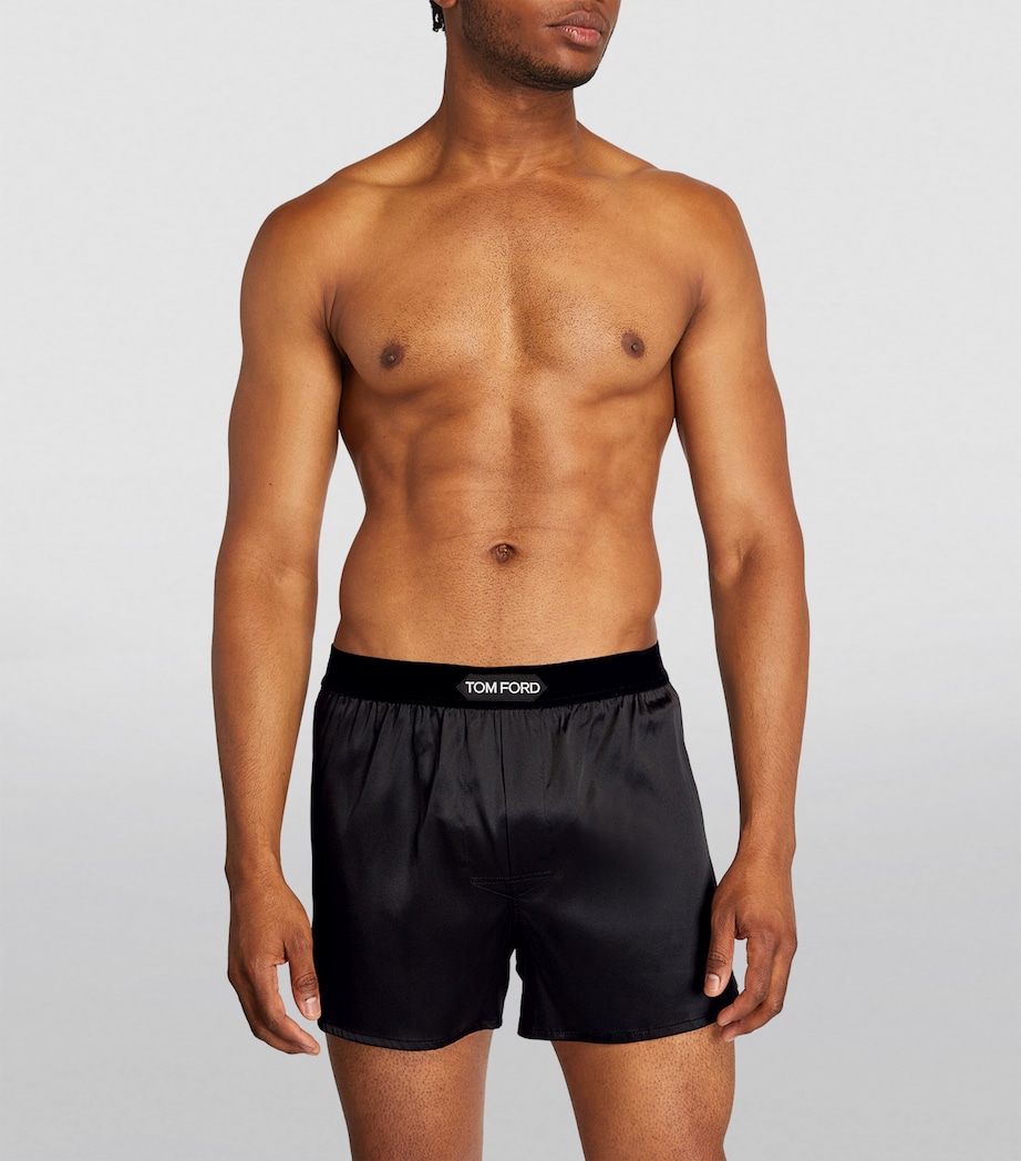 Stretch-Silk Boxer Shorts 002 BLACK Image 2