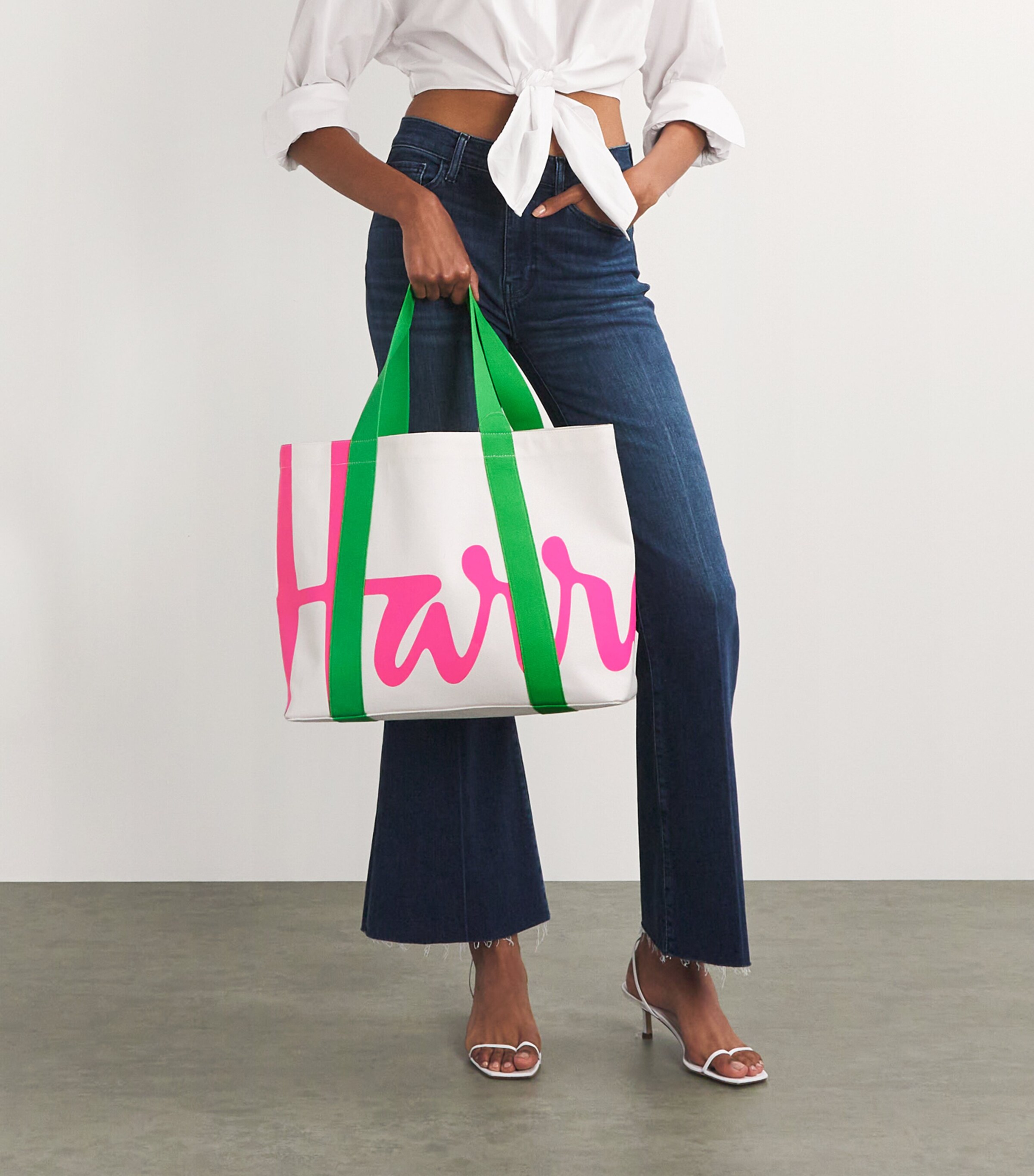 Medium Cotton Logo Tote Bag PINK Image 5