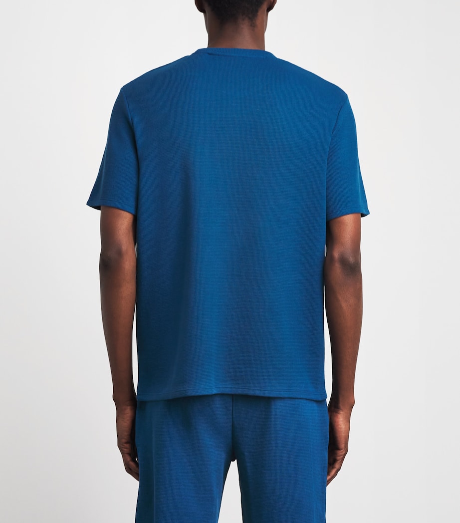 BOSS Mens Waffle-Knit Logo T-Shirt Turquoise/aqua Image 5