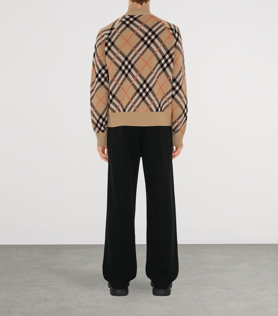 Wool-Blend Check Knit Jacket SAND IP CHECK Image 4