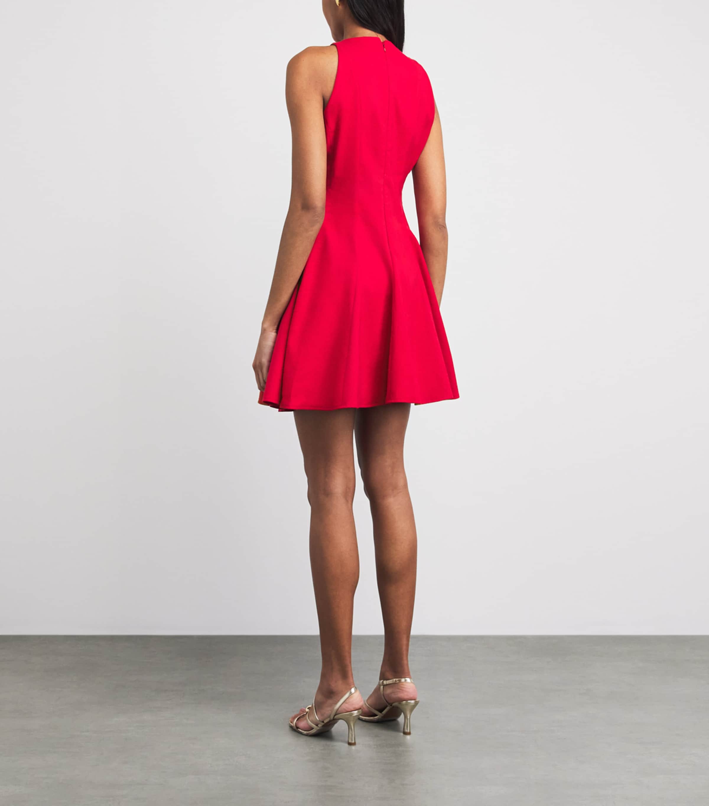 Linen-Blend Mini Dress RED Image 4