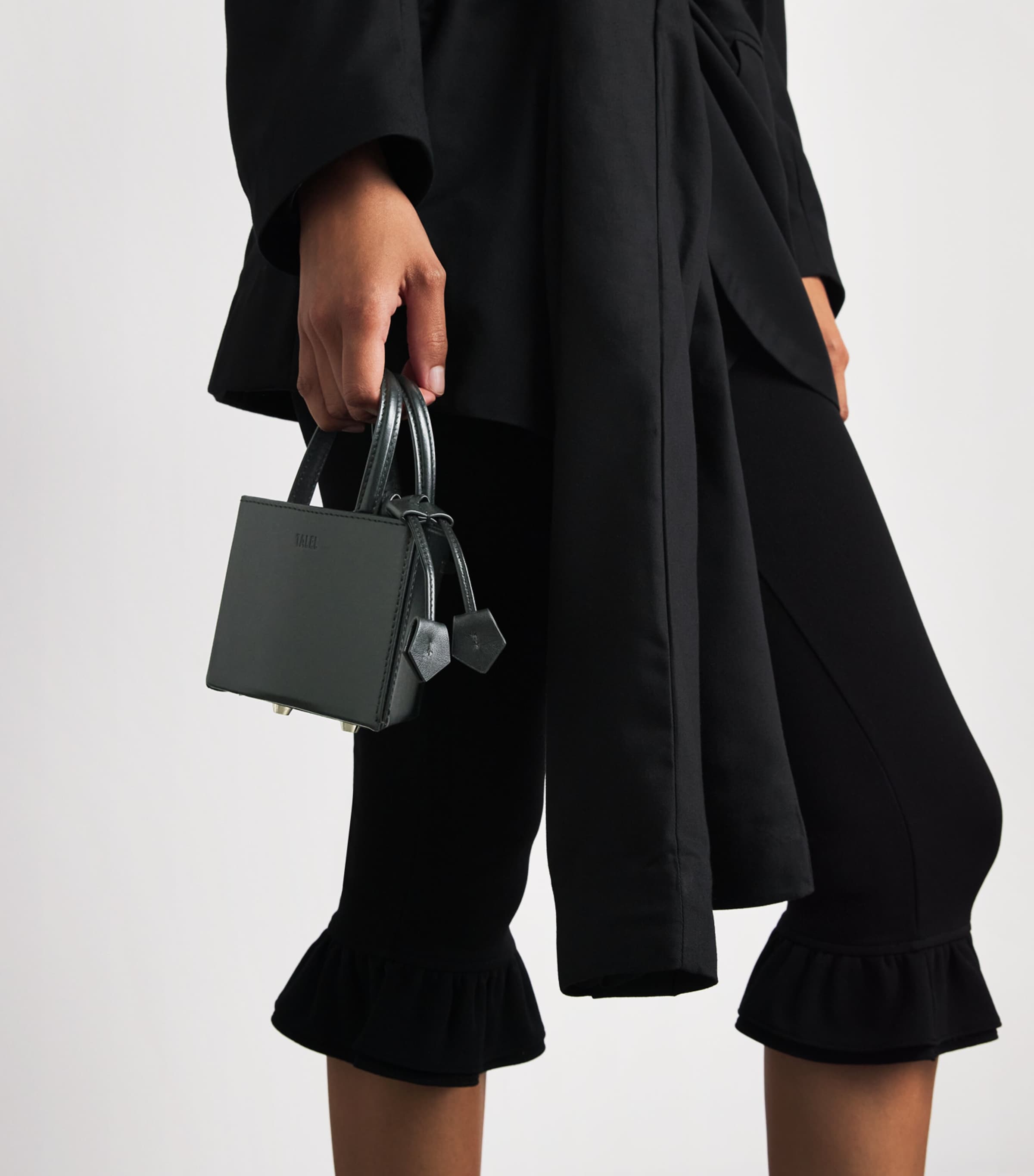 Talel Paris Leather Triangle Top-Handle Bag Black Image 4