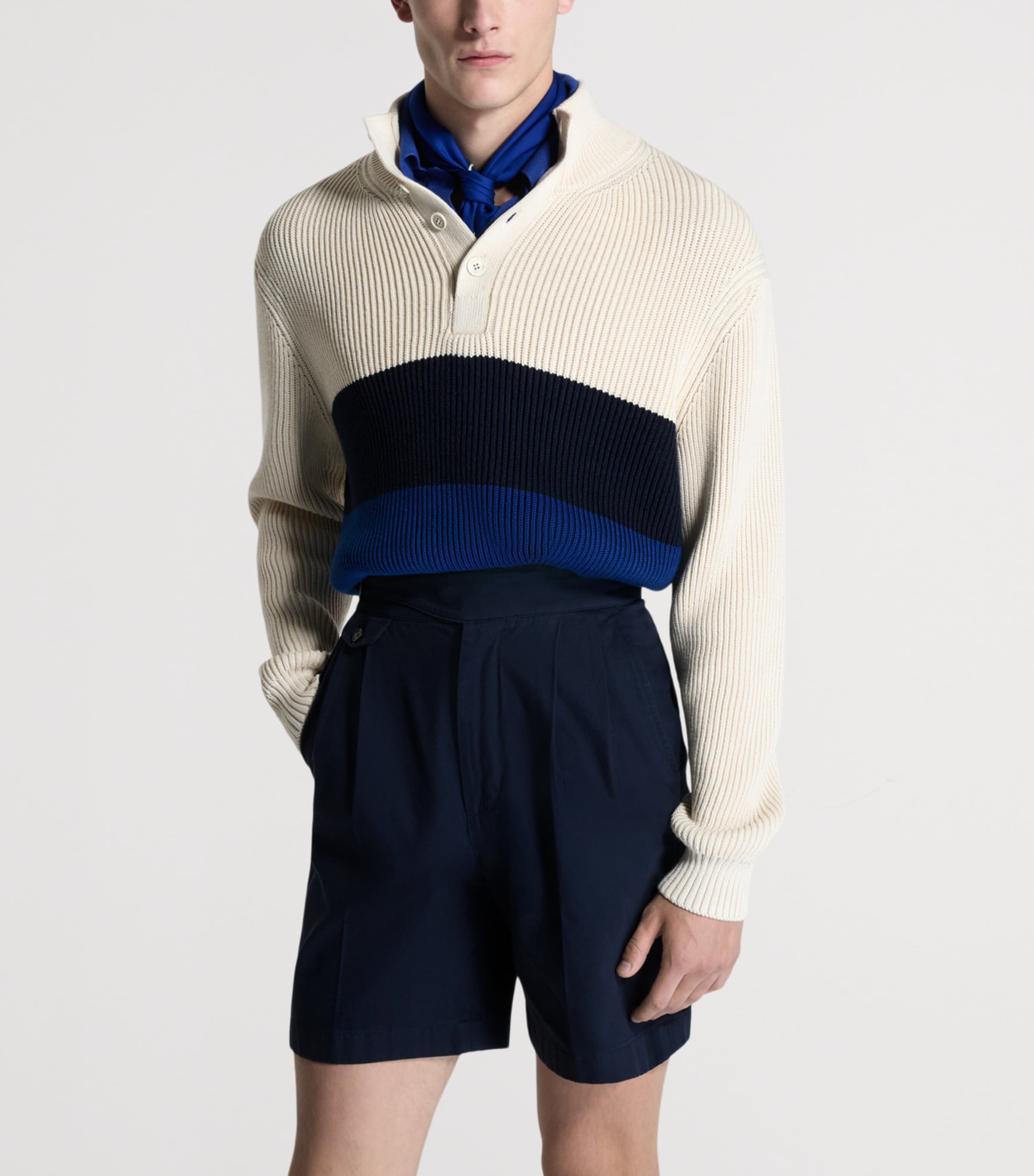 Dunhill Mens Cotton-Mulberry Silk Sweater White Image 4