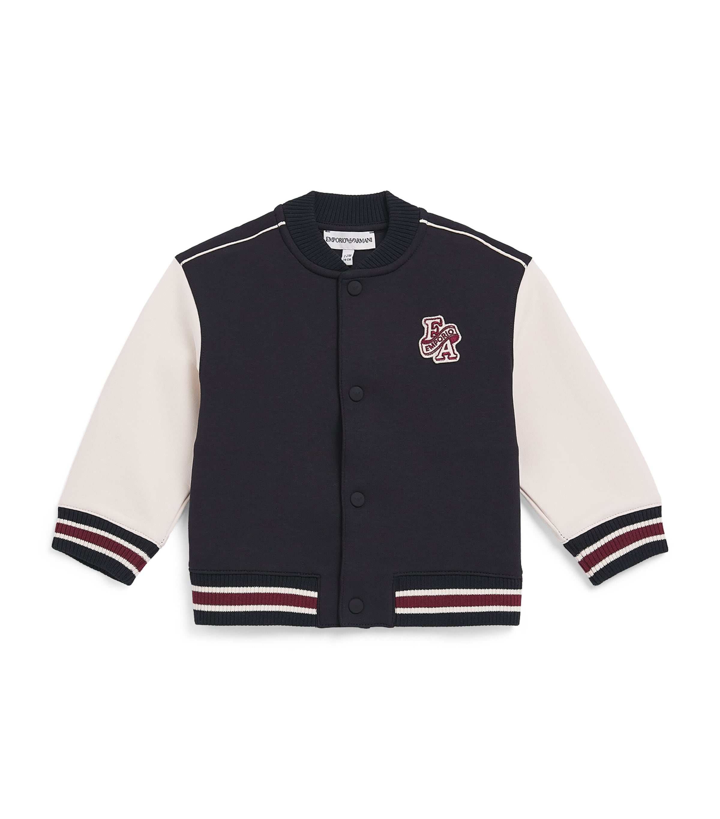 Emporio Armani Kids Logo Patch Varsity Jacket (6-36 Months) Wht S Image 1
