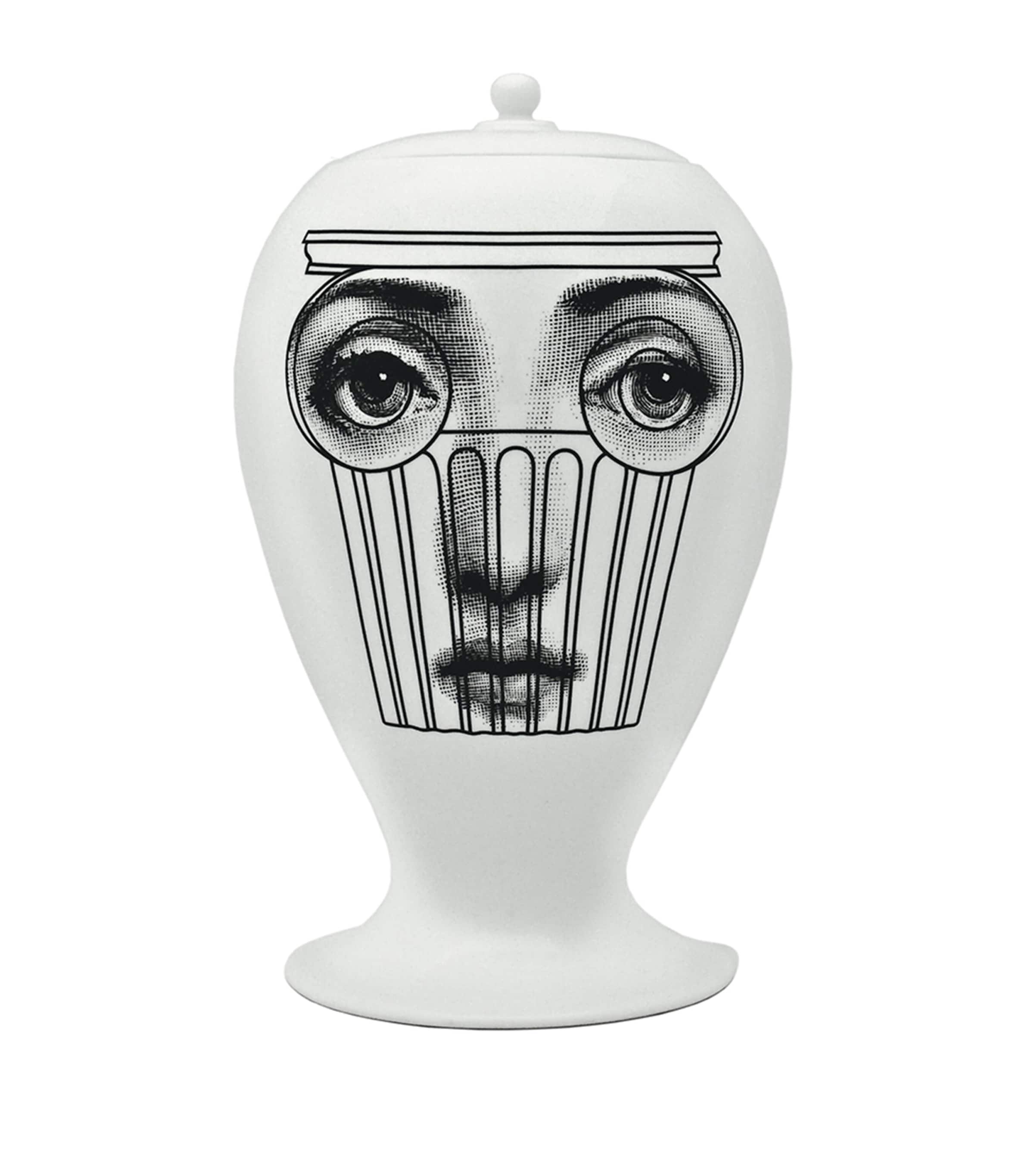 Fornasetti Capitello Face-print Vase Black/white