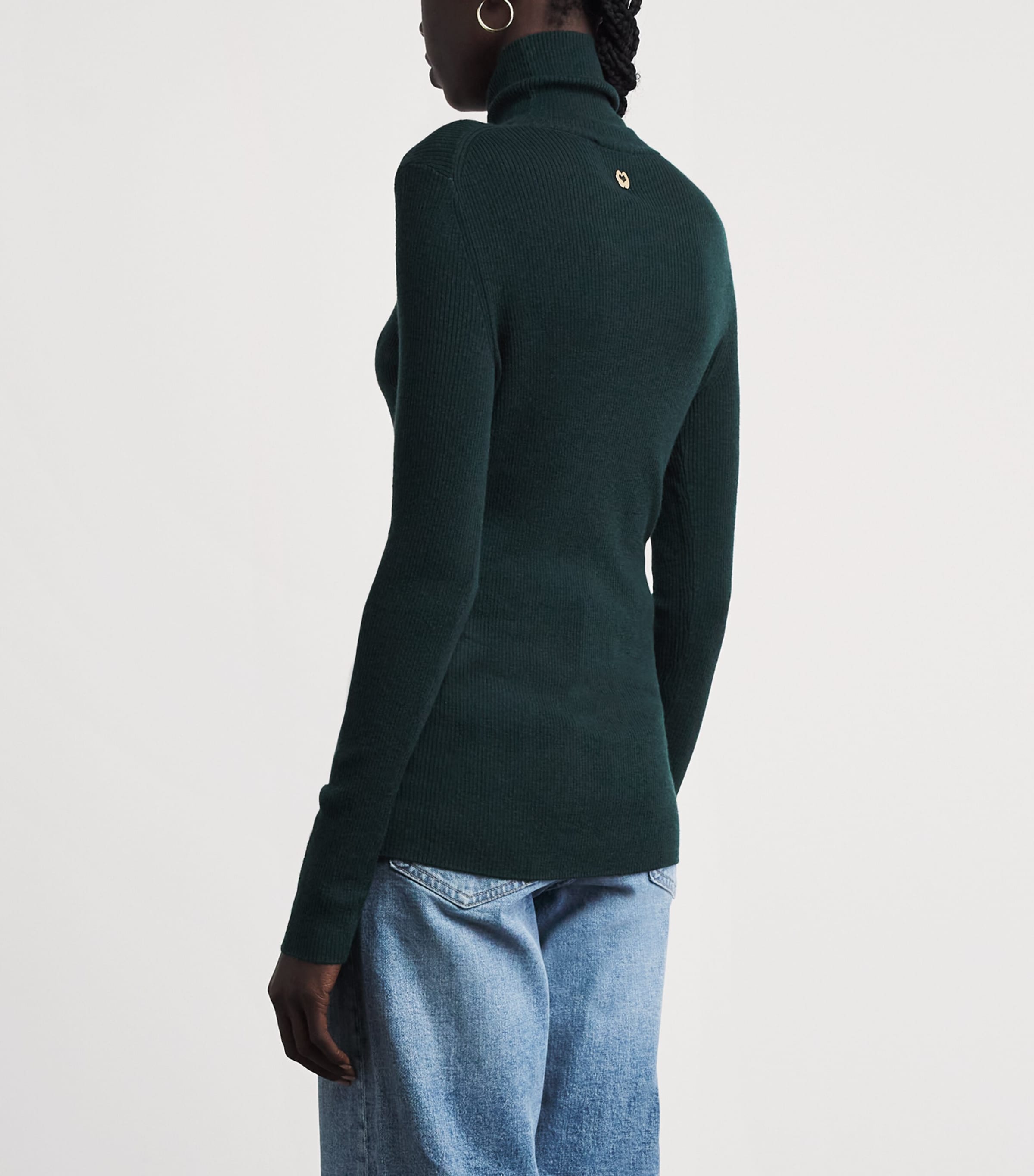Maje Womens Wool-Silk Rollneck Sweater Bottle Green Image 5