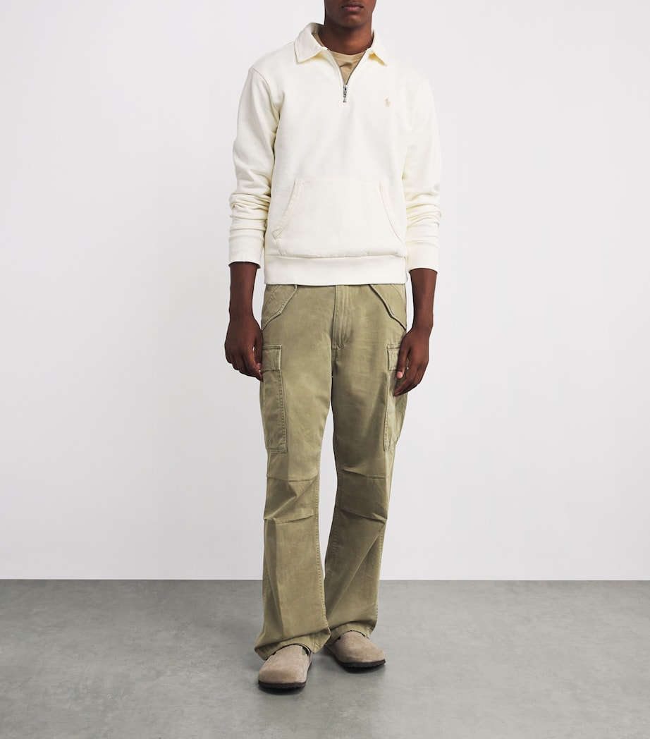 Cotton Oversized Cargo Trousers GREEN Image 2