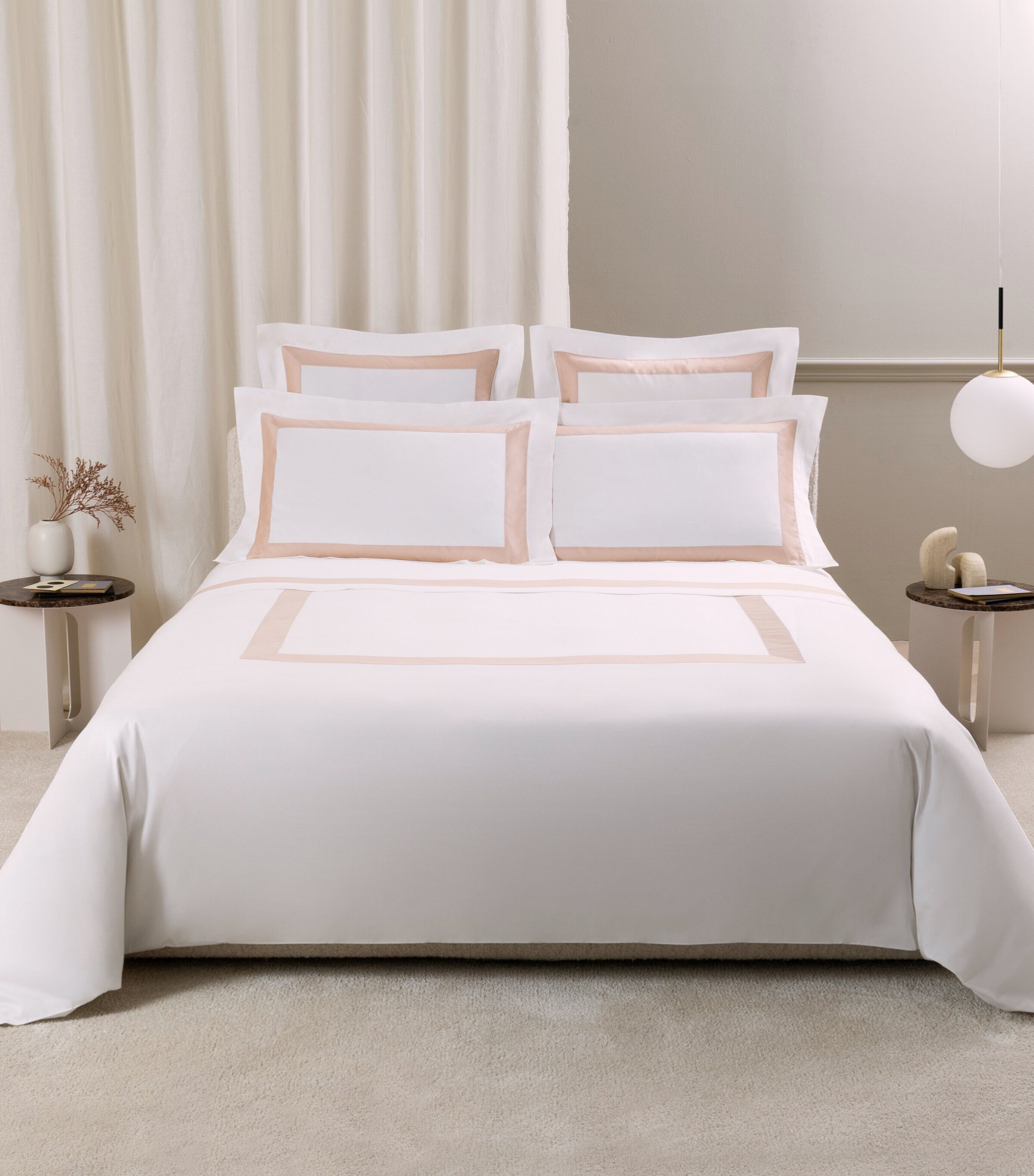 Frette Cotton Breeze Border Queen Duvet Cover (240cm x 220cm) Milk/misty Bl Image 5