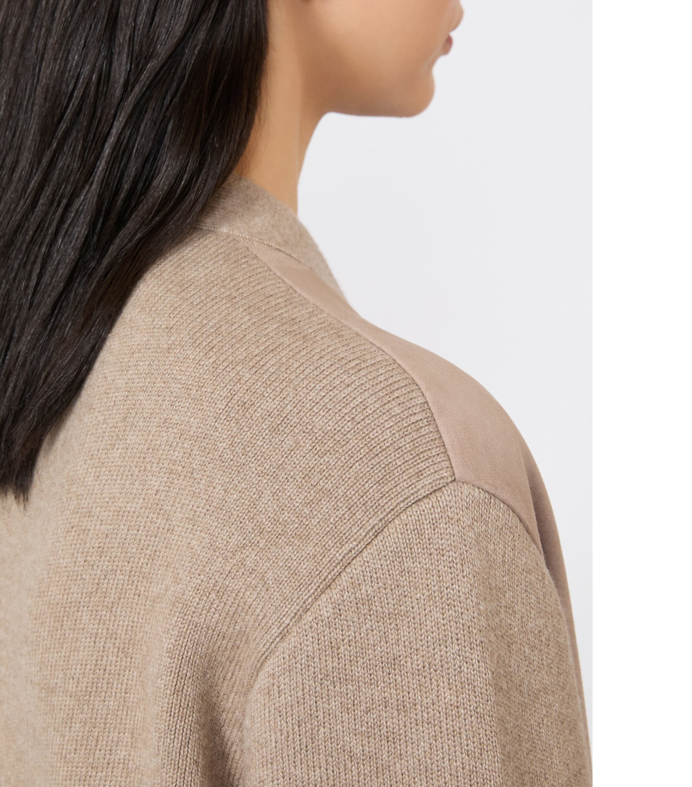 Max Mara Womens Wool-Cashmere-Suede Cardigan Beige Image 5