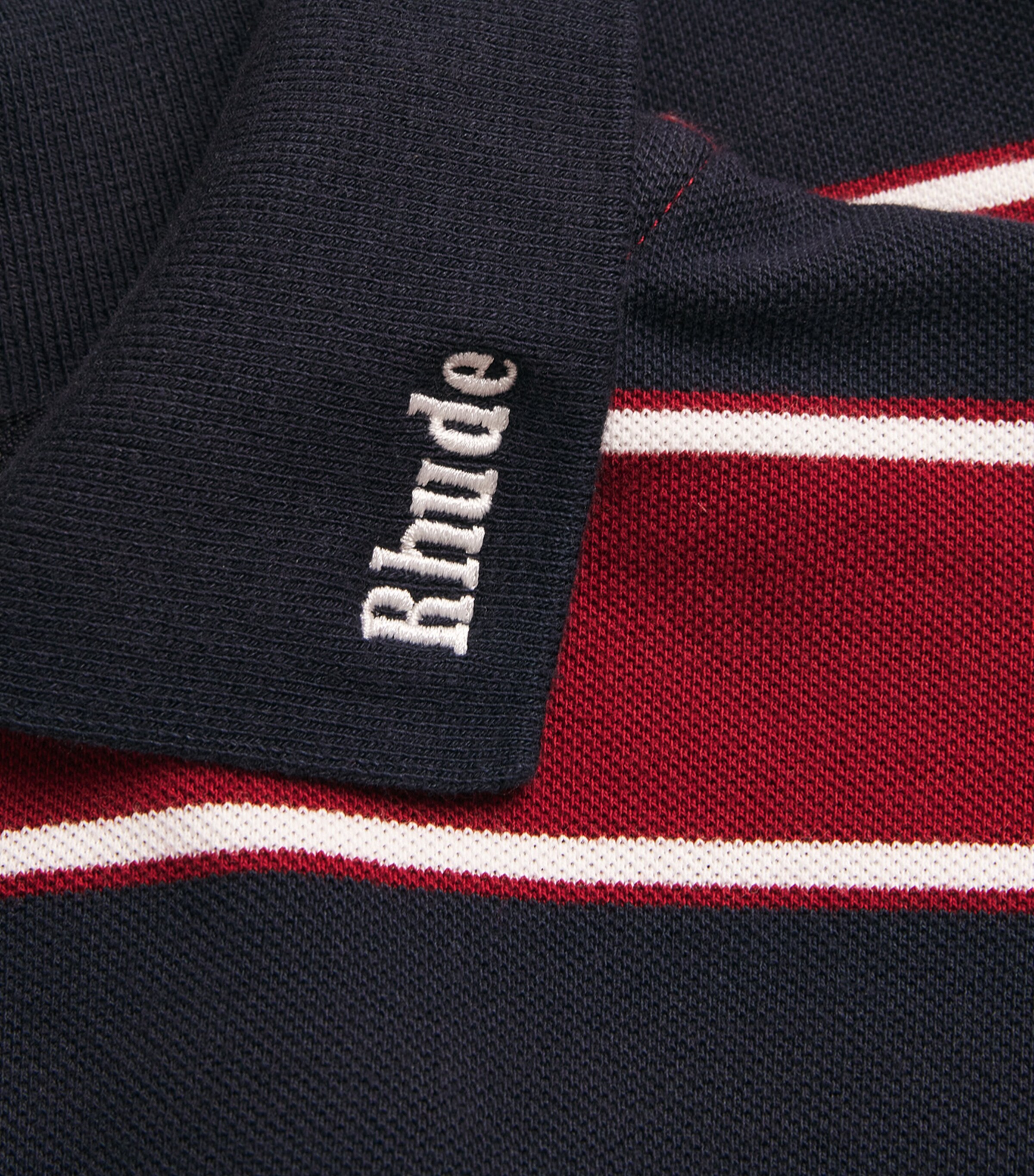Rhude Mens Stripe Fontaine Polo Shirt Bordaux/blu/wht Image 6