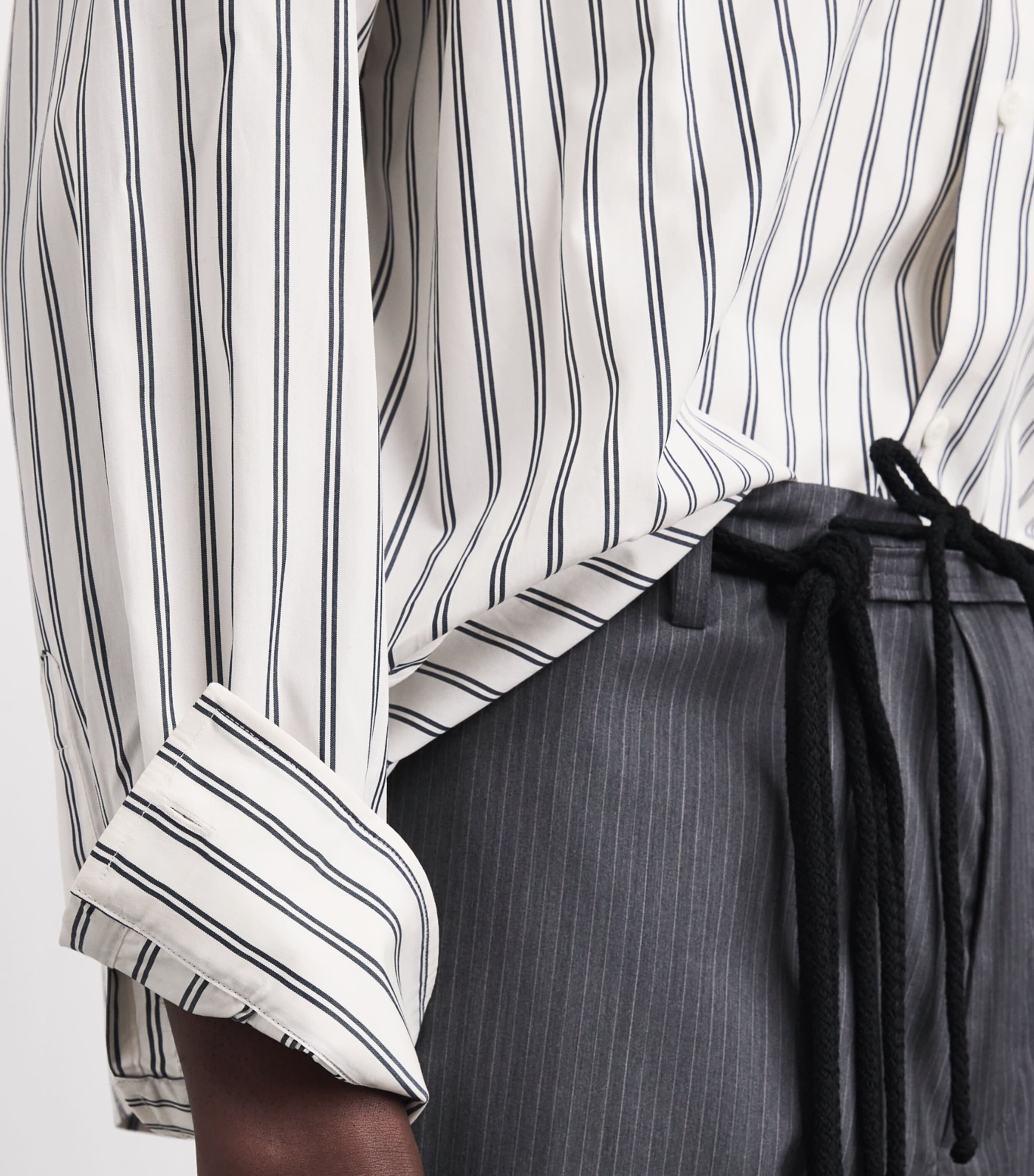 Sandro Paris Mens Cotton Stripe Shirt White / Navy Image 3