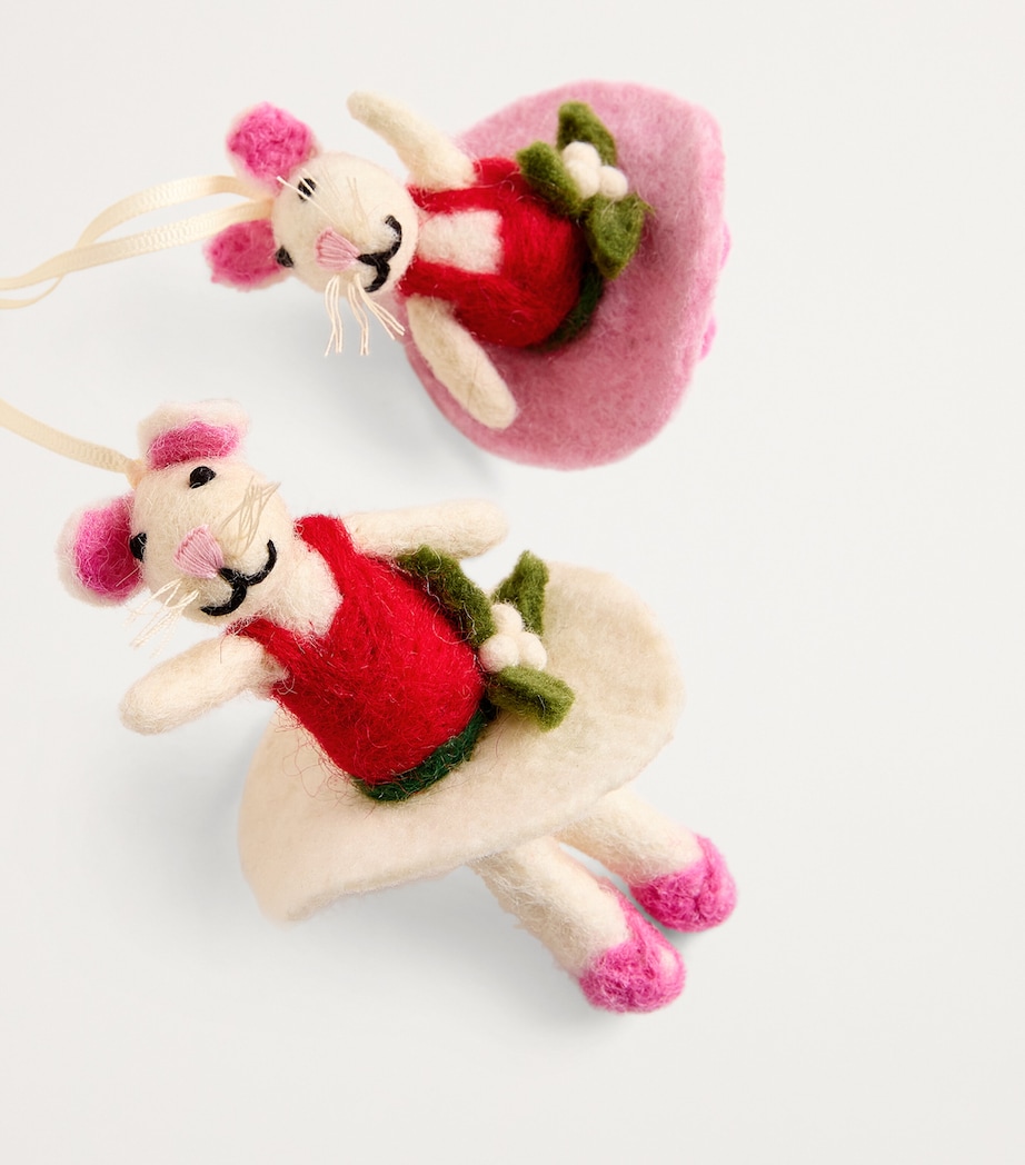 Felt Dancing Mice Tree Decorations (Set of 2) MULTI Image 2