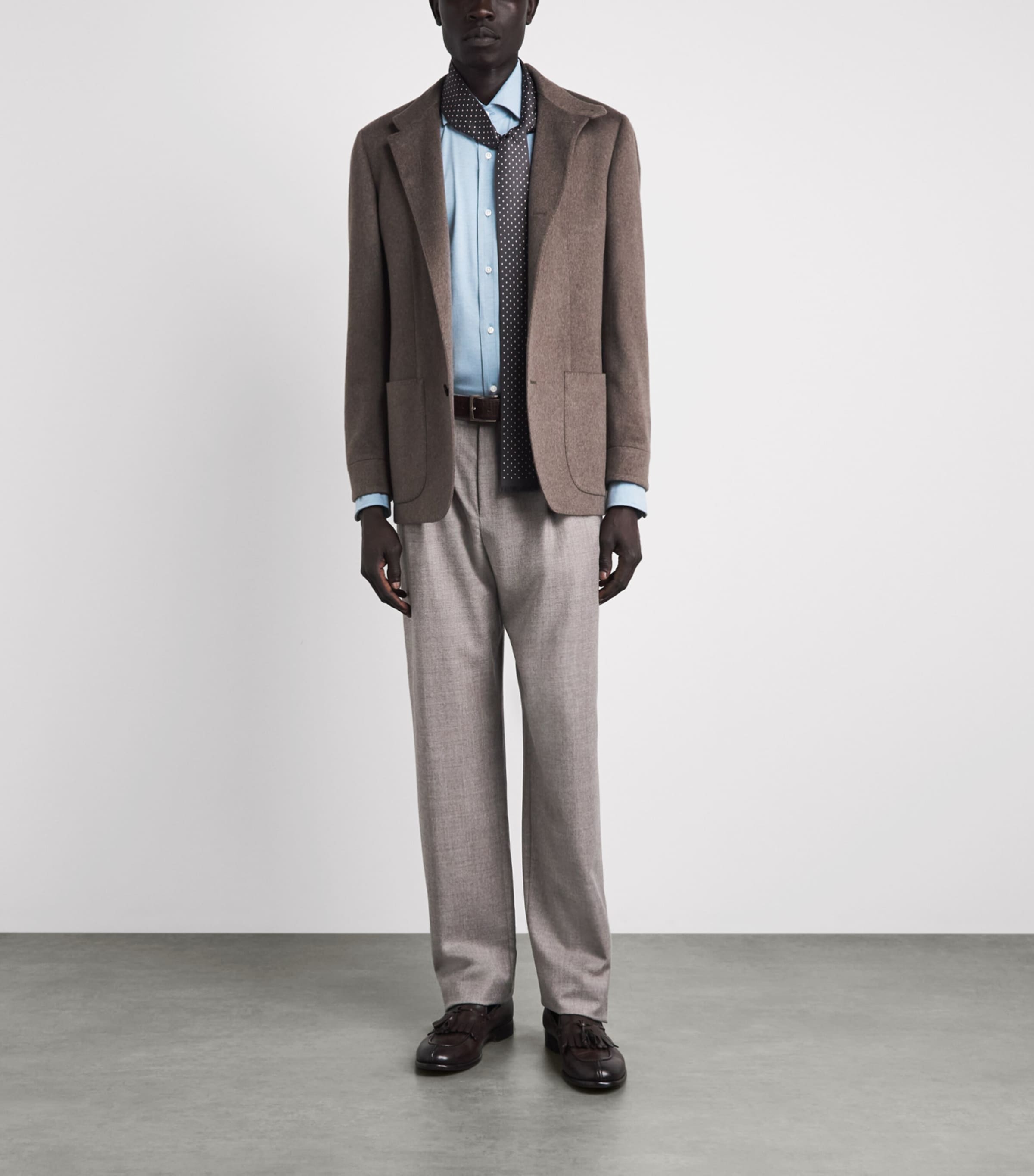 Ralph Lauren Purple Label Mens Knitted Piqué Shirt Winward Blue Image 2