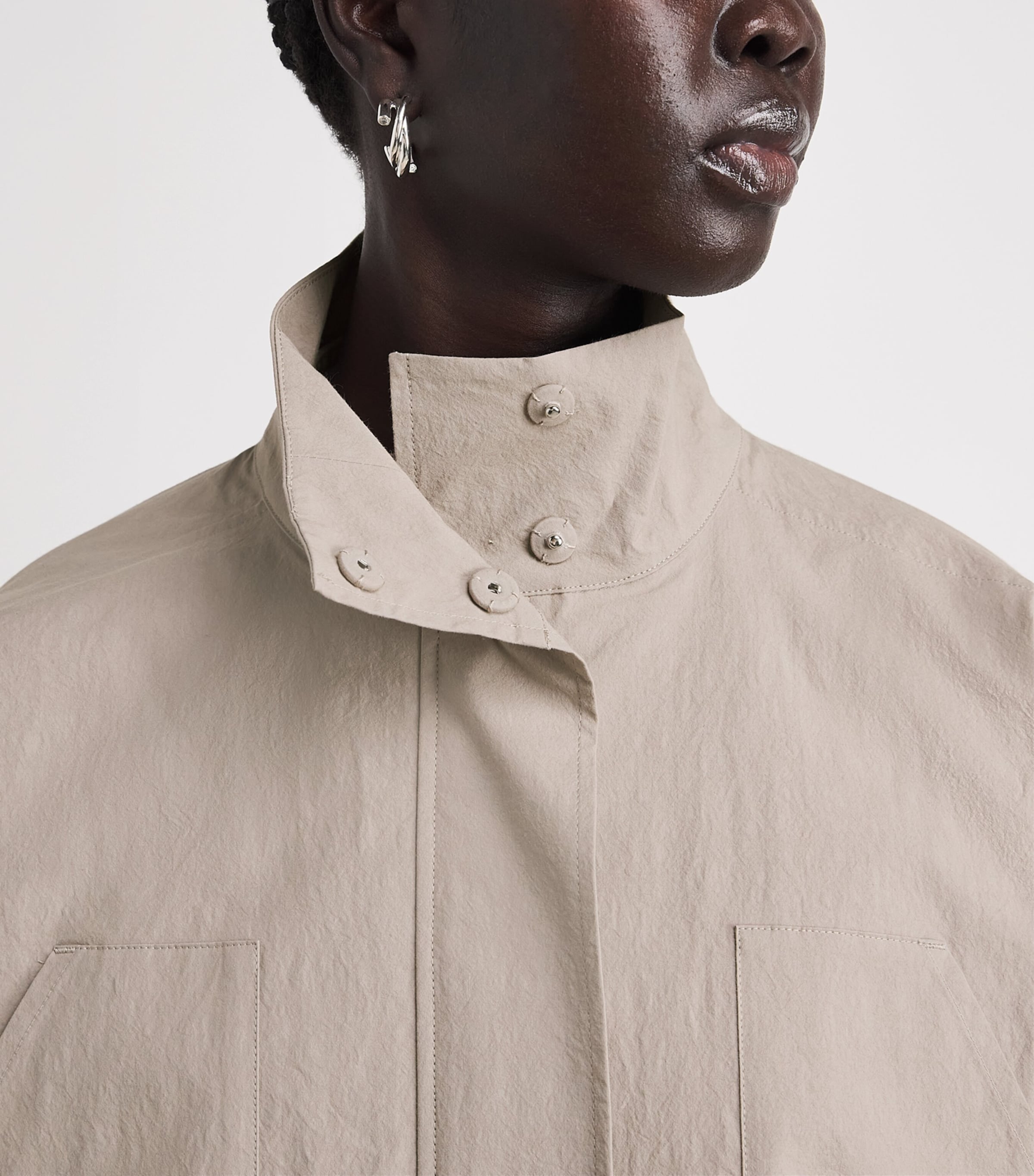 St. Agni Womens Stretch-Organic Cotton Carpenter Jacket Grey Stone Image 3