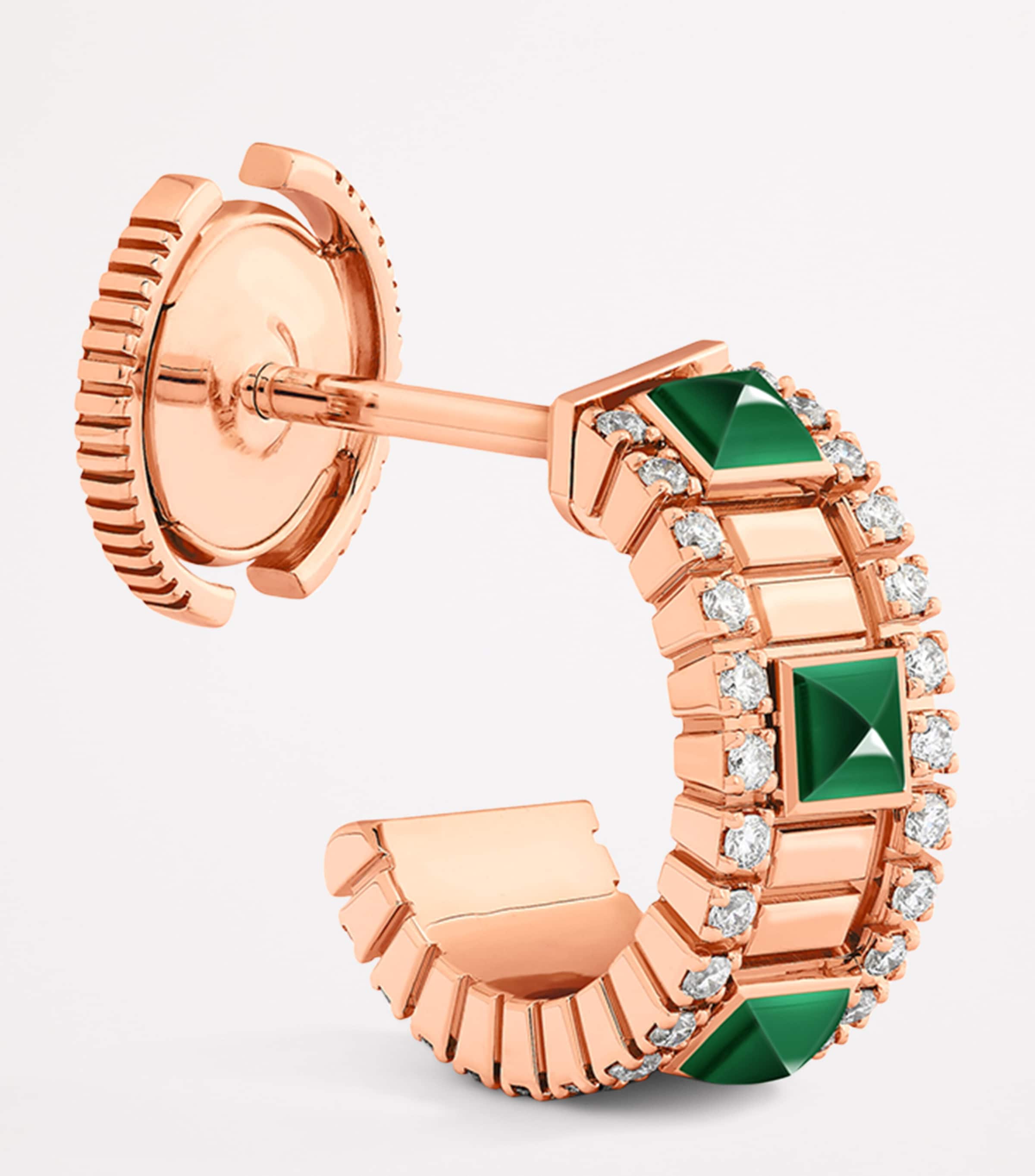 Mini Rose Gold, Diamond and Agate Life Hoop Earrings ROSE GOLD Image 2