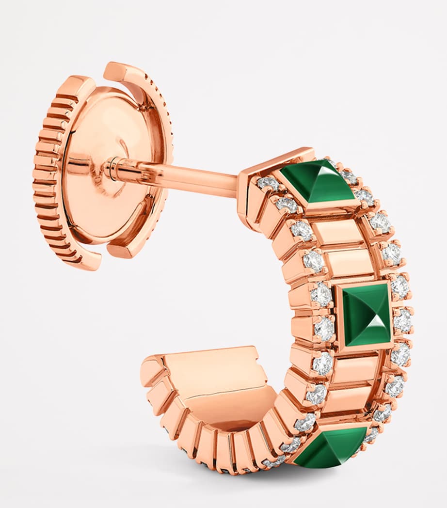 Mini Rose Gold, Diamond and Agate Life Hoop Earrings ROSE GOLD Image 2