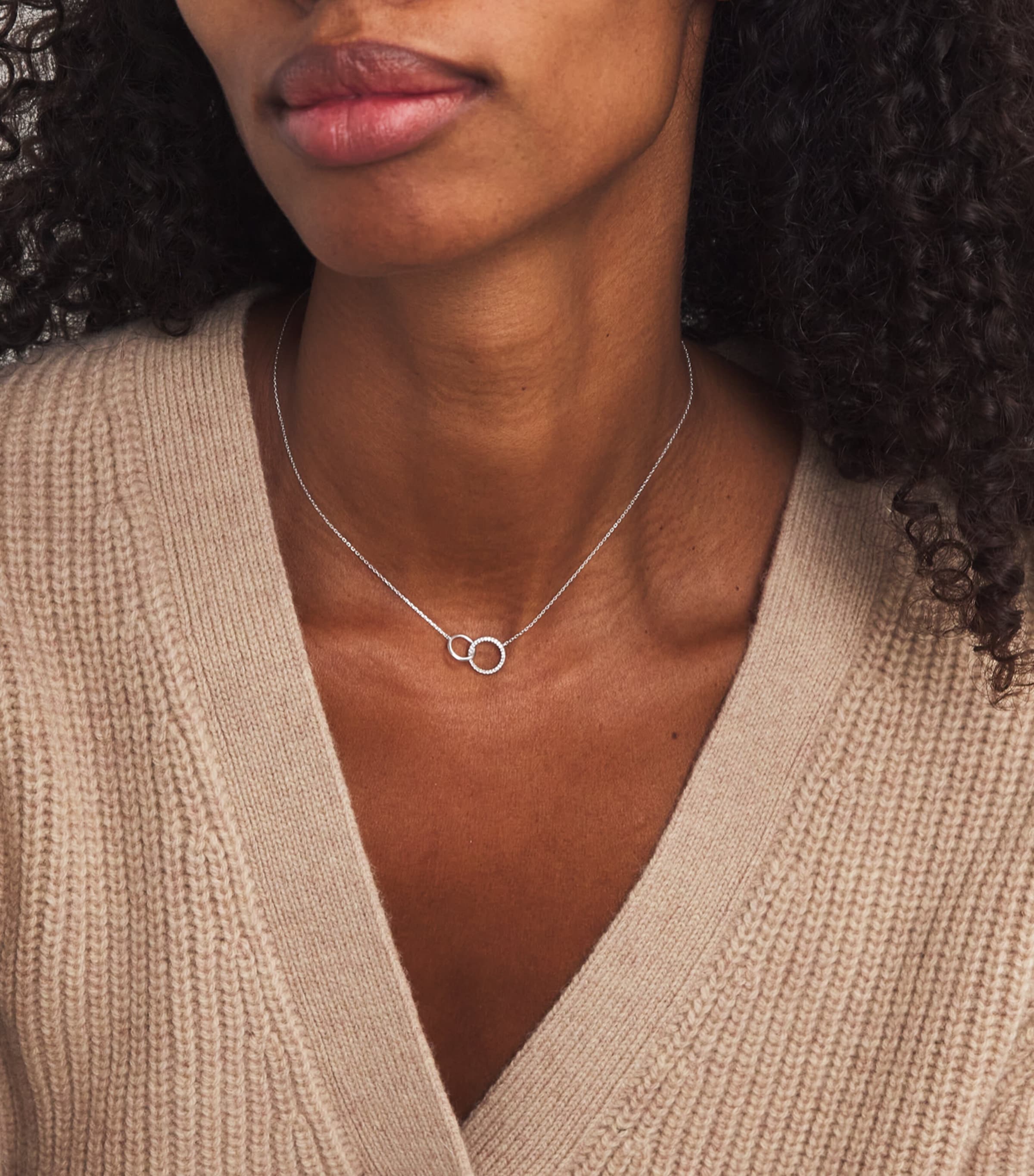 Astrid & Miyu White Gold and Topaz Orbit Necklace White Gold Image 3