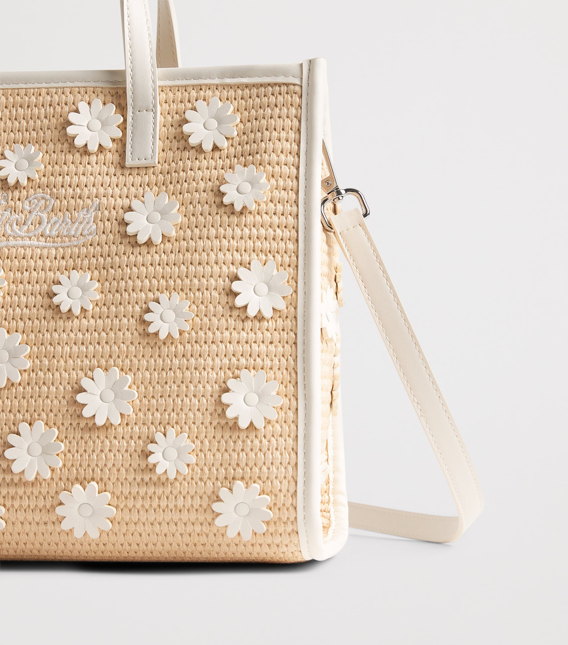 Mc2 Saint Barth Kids Straw Vivian Daisy Tote Bag Daisy Mini Patch Image 4