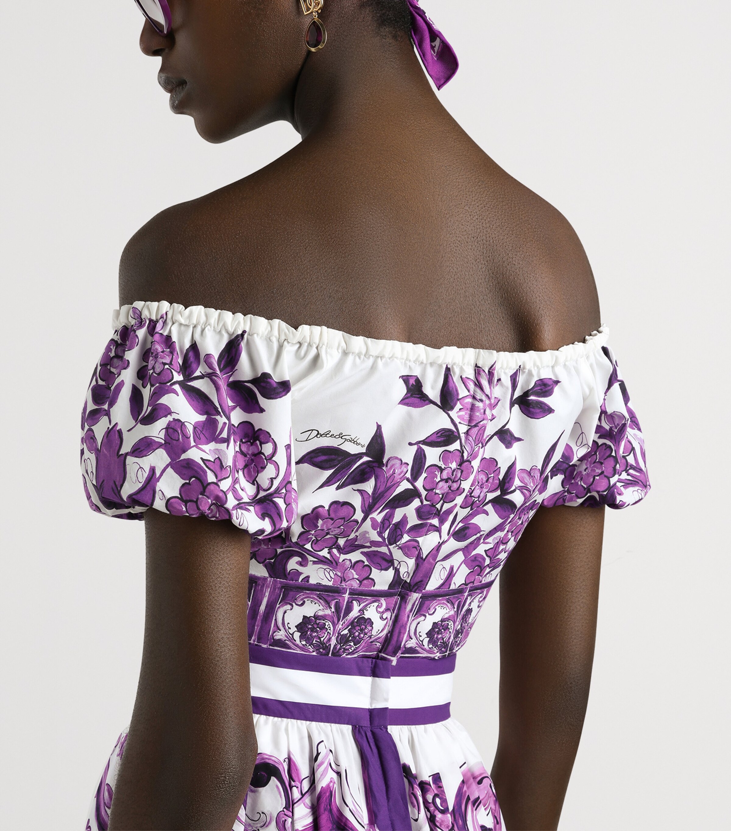 Cotton Majolica Print Crop Top I13TN-MAIOLICA 4 Image 5