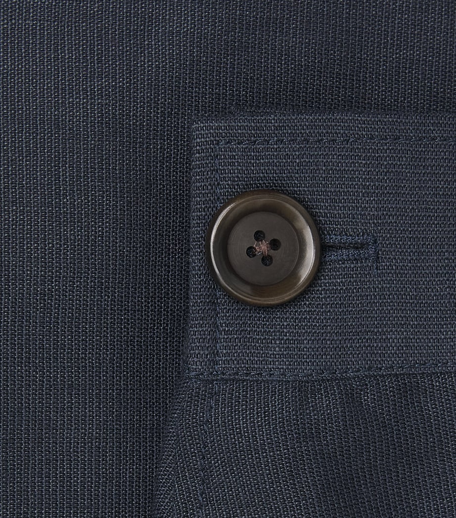 Oliver Spencer Mens Linen-Wool-Cotton Finsbury Blazer Navy Image 6