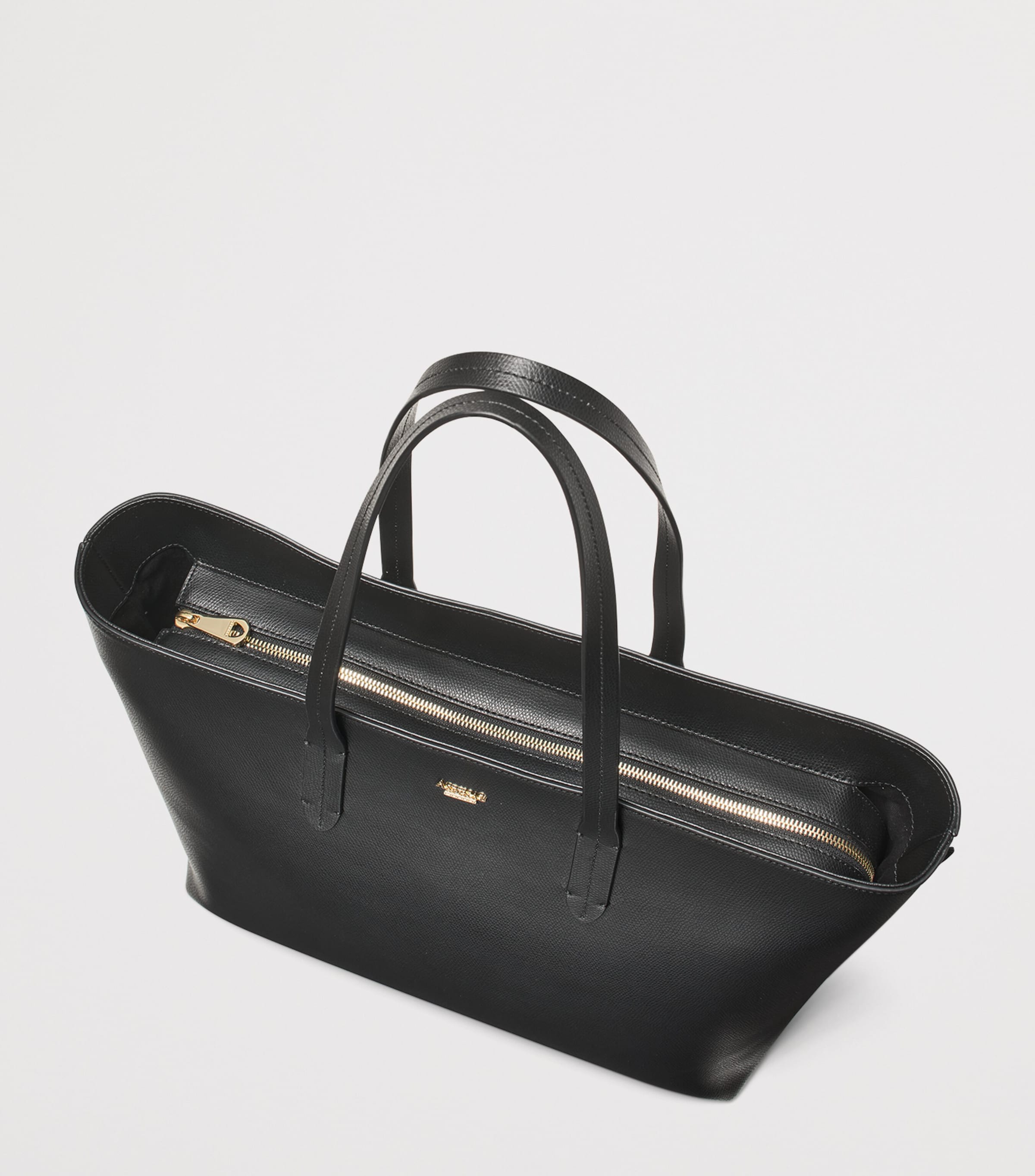 Leather East West Tote Bag BLACK Image 5